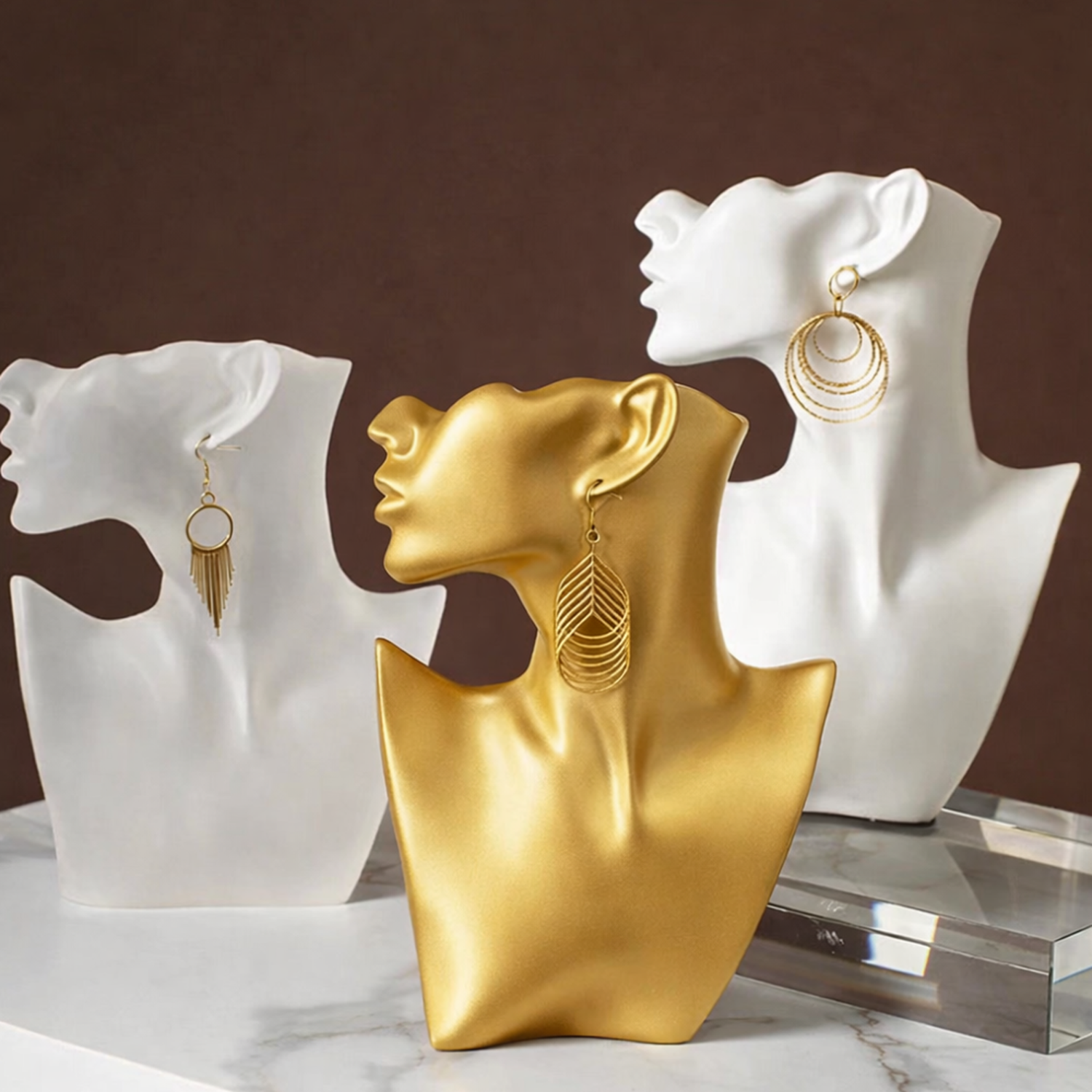 Estatua Rostro Soporte De Joyería Decoración Habitación-3