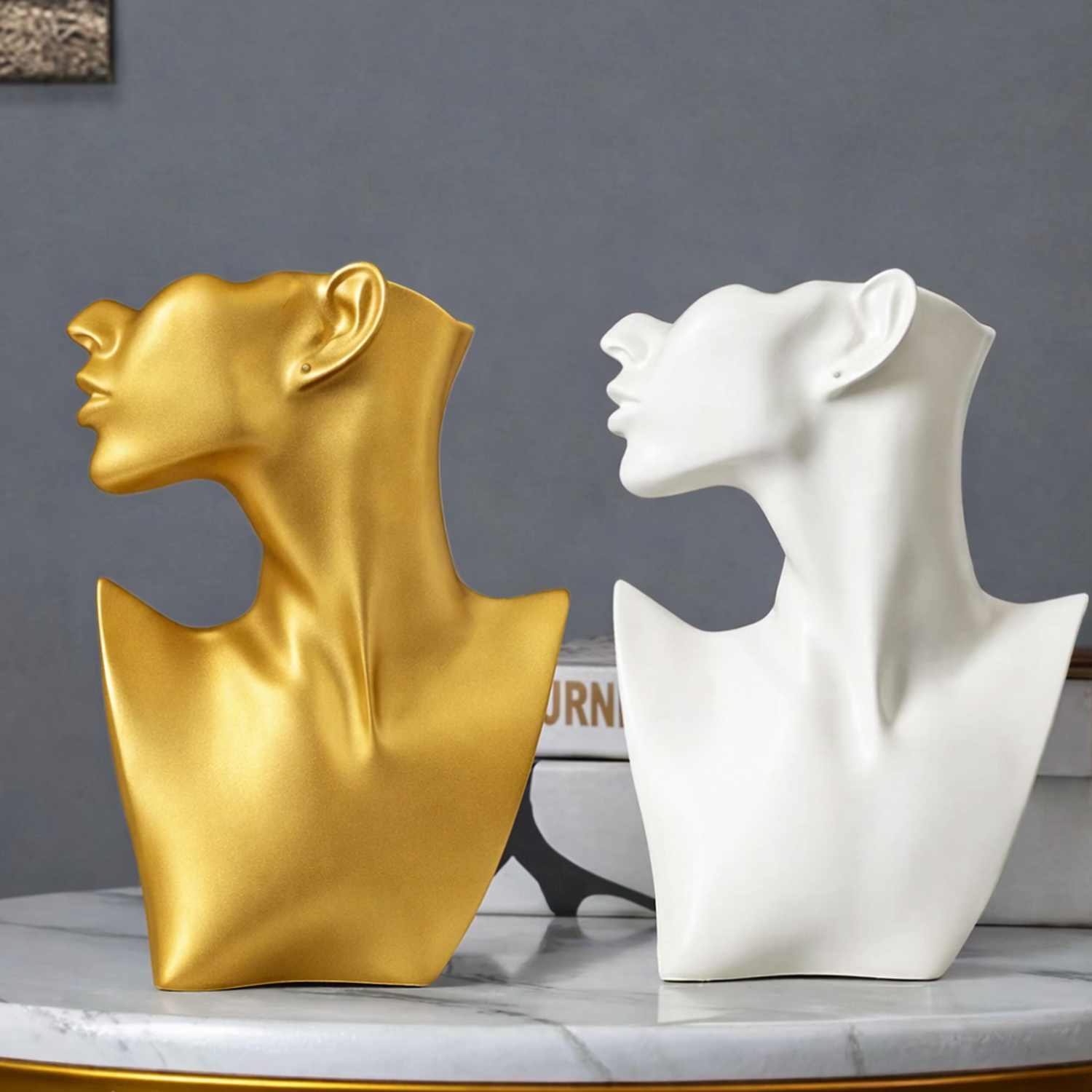 Estatua Rostro Soporte De Joyería Decoración Habitación-5