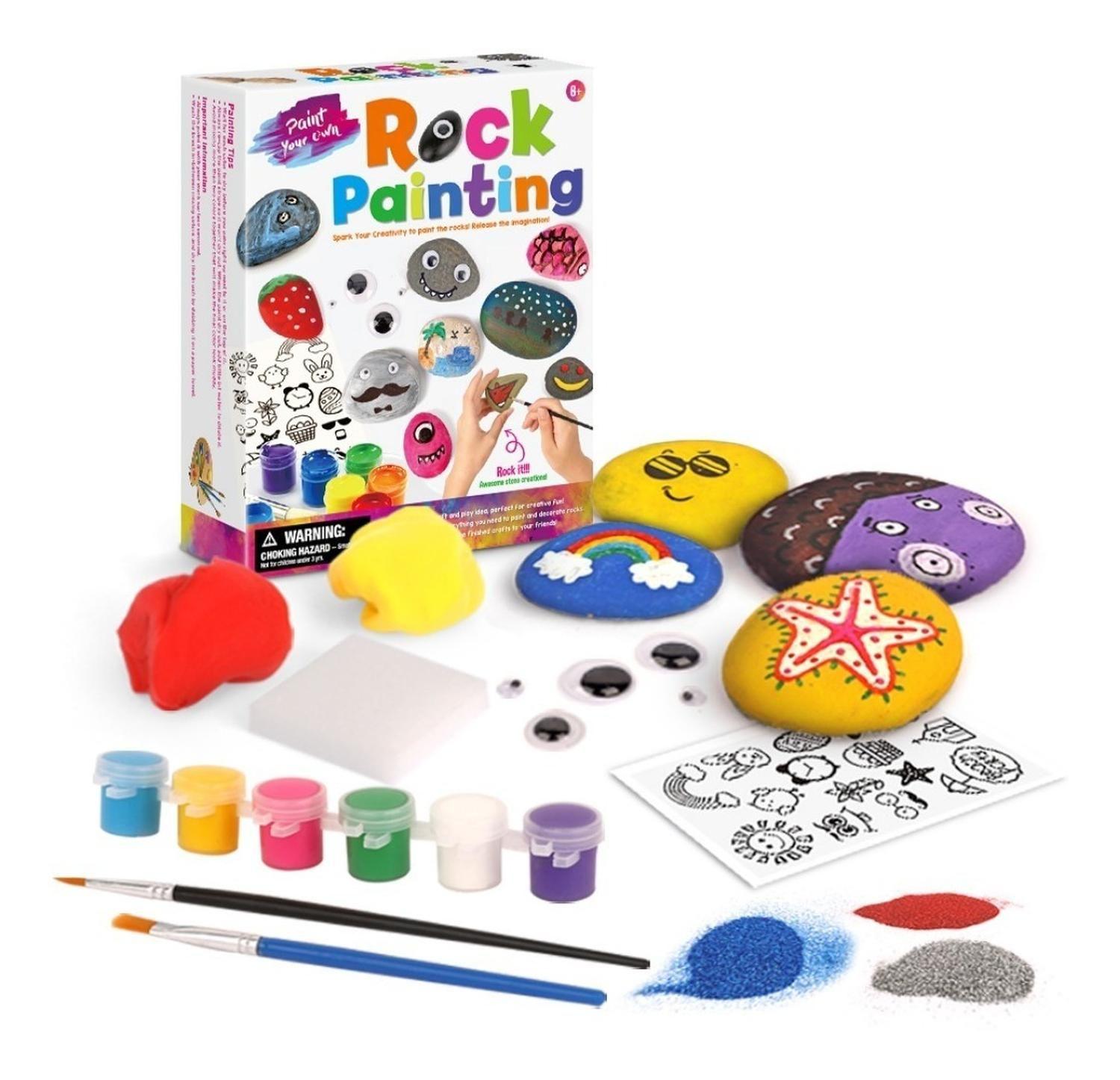 Kit De Arte Pinta Piedras + Accesorios Diversión Para Niños-0