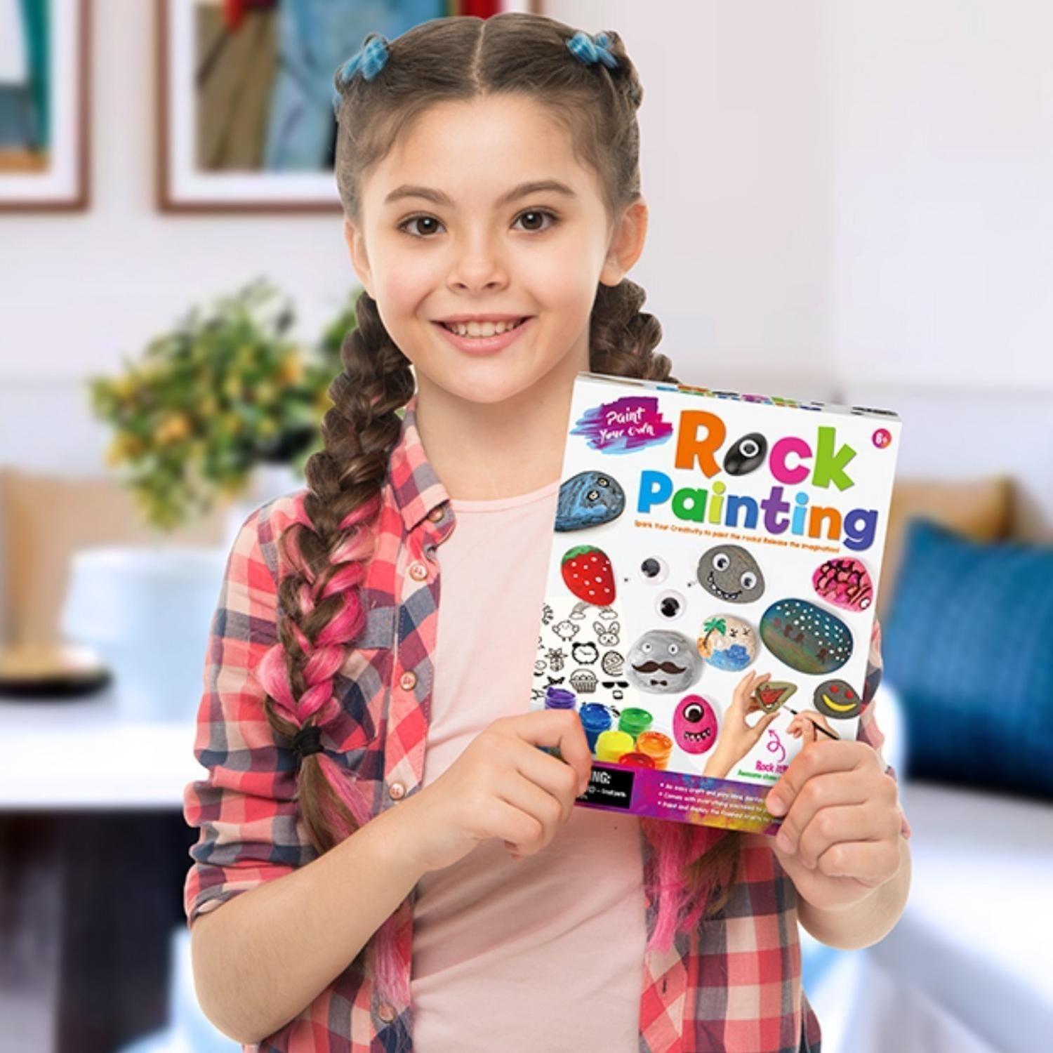 Kit De Arte Pinta Piedras + Accesorios Diversión Para Niños-5
