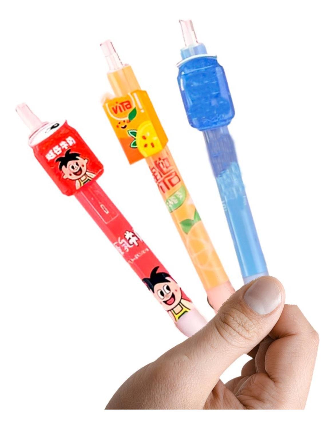 Set 3 Lápices Diseño Bebidas Bebestibles Kawaii Cute-0