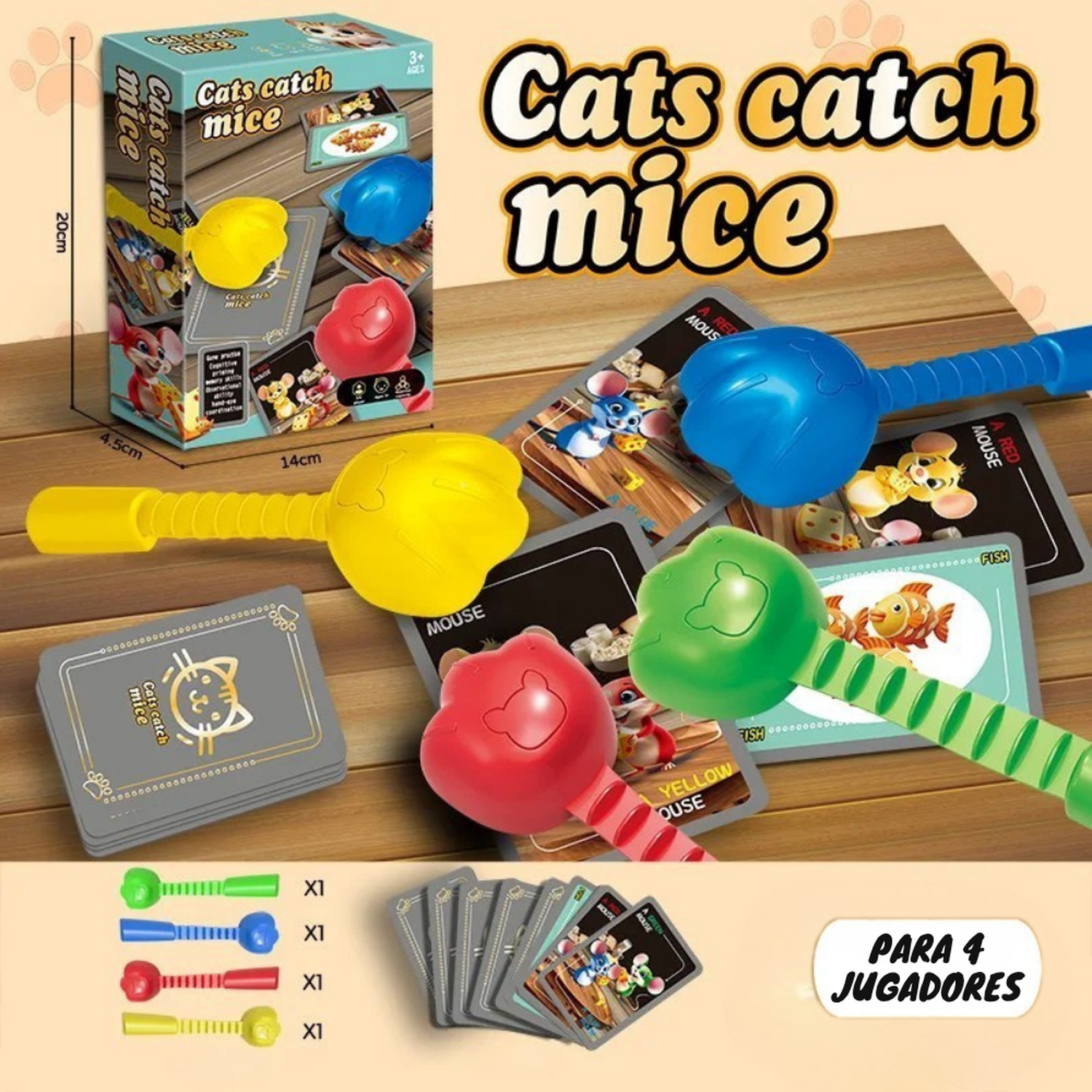 Juego de Mesa Cats Catch Mice Habilidad y Reaccion Rapida-3