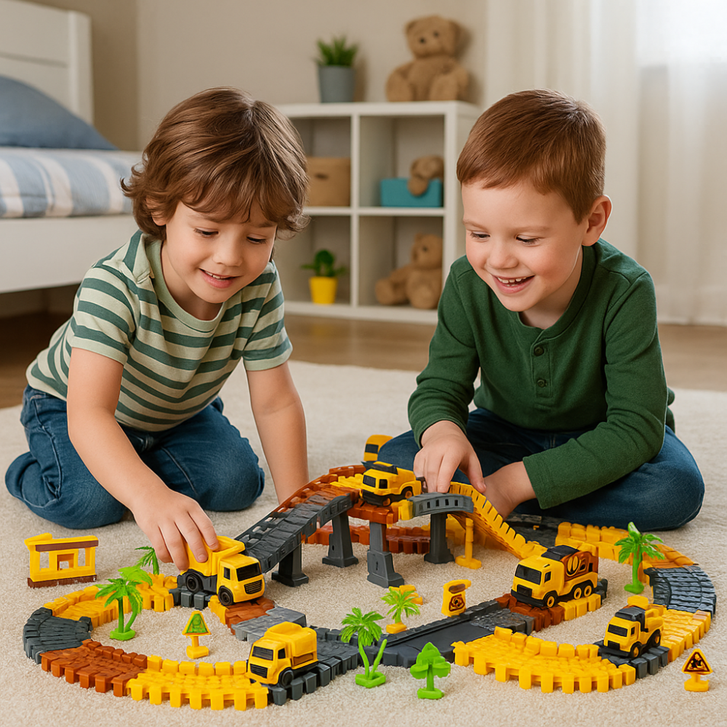 Pista de Carreras Juguete Camion de Construccion 235 Piezas-5