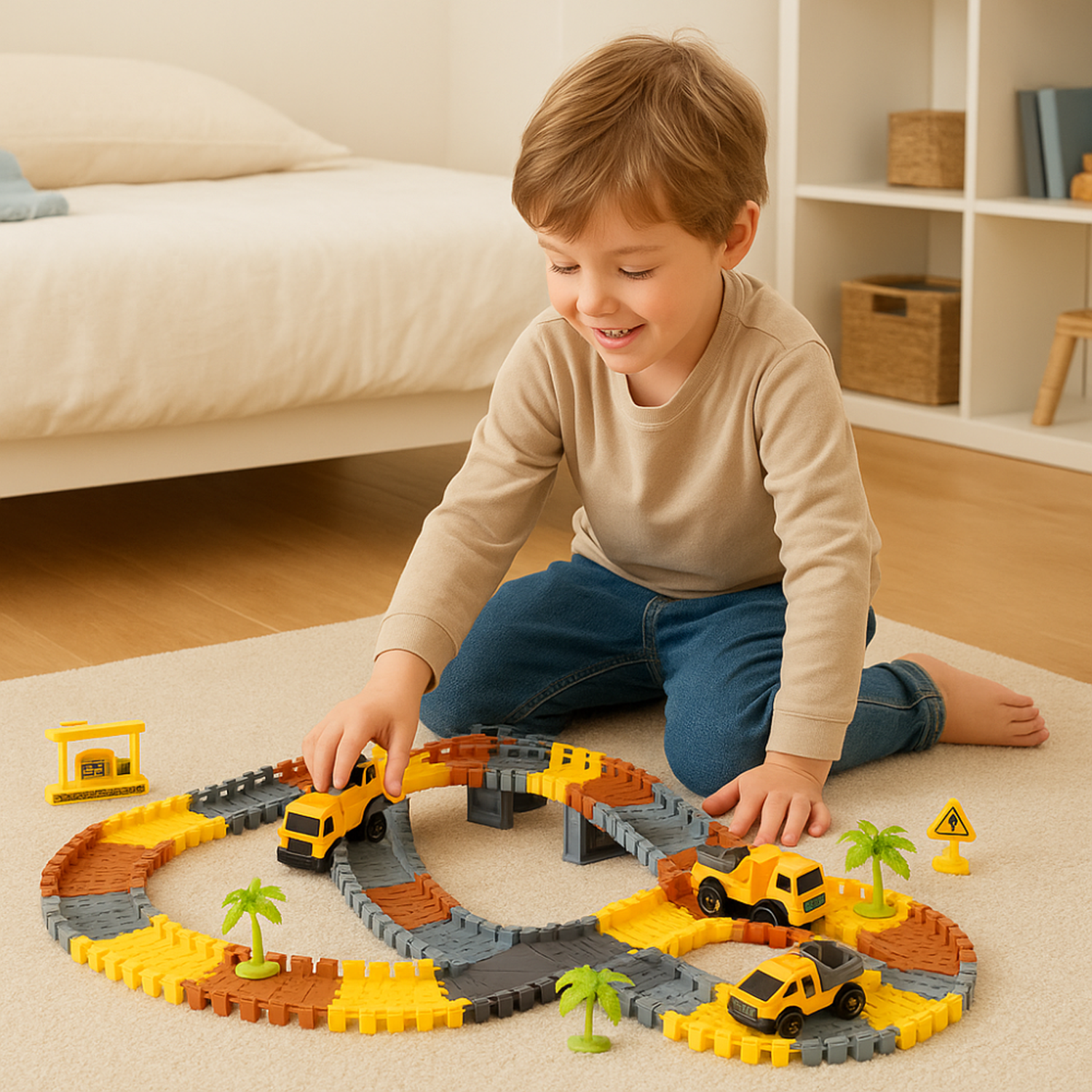 Pista de Carreras Juguete Camion de Construccion 235 Piezas-6