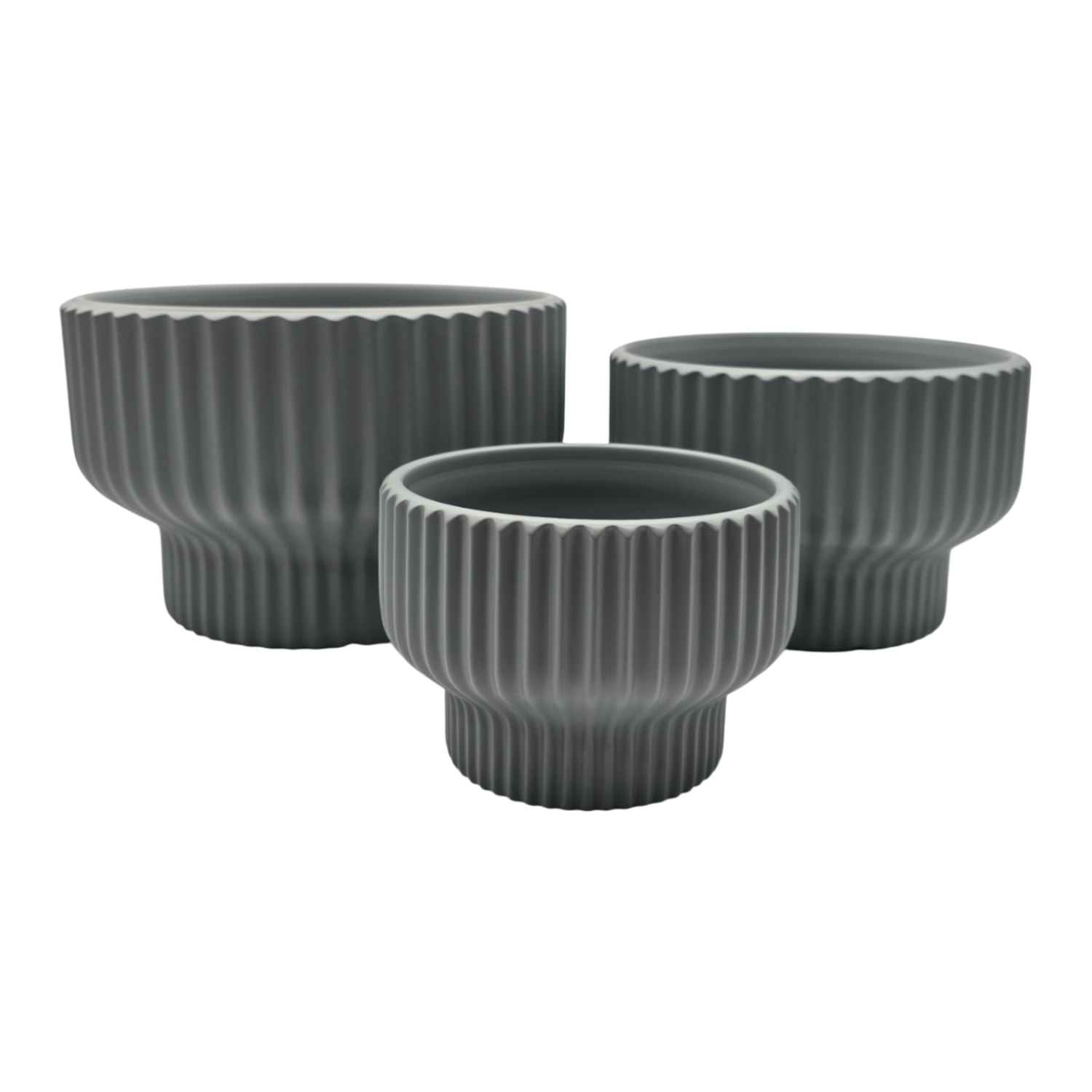 Macetero Maceta De Ceramica Estilo Copon Gris Mate L-6