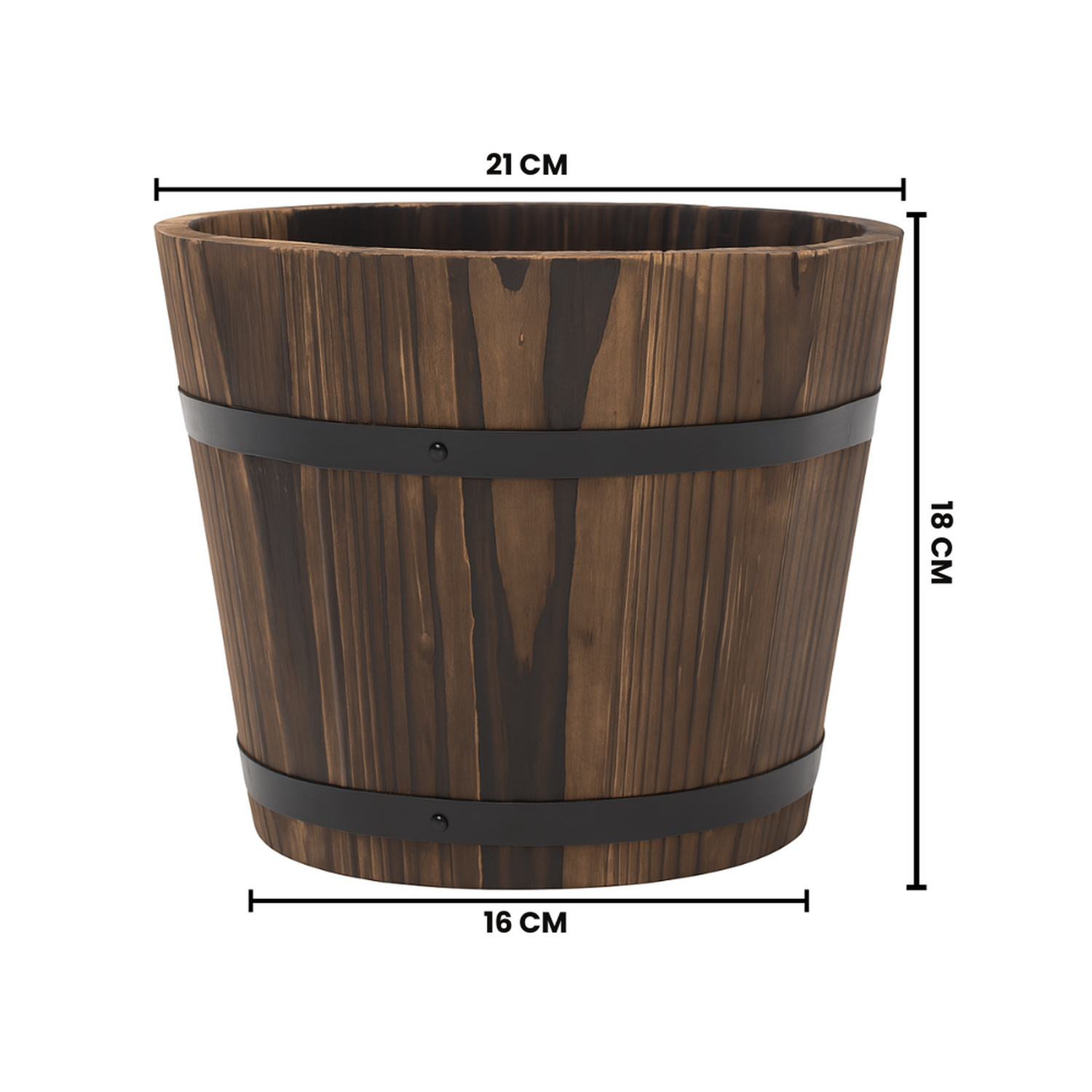 Macetero De Madera Tipo Barril Para Jardin Terraza Planta M-4