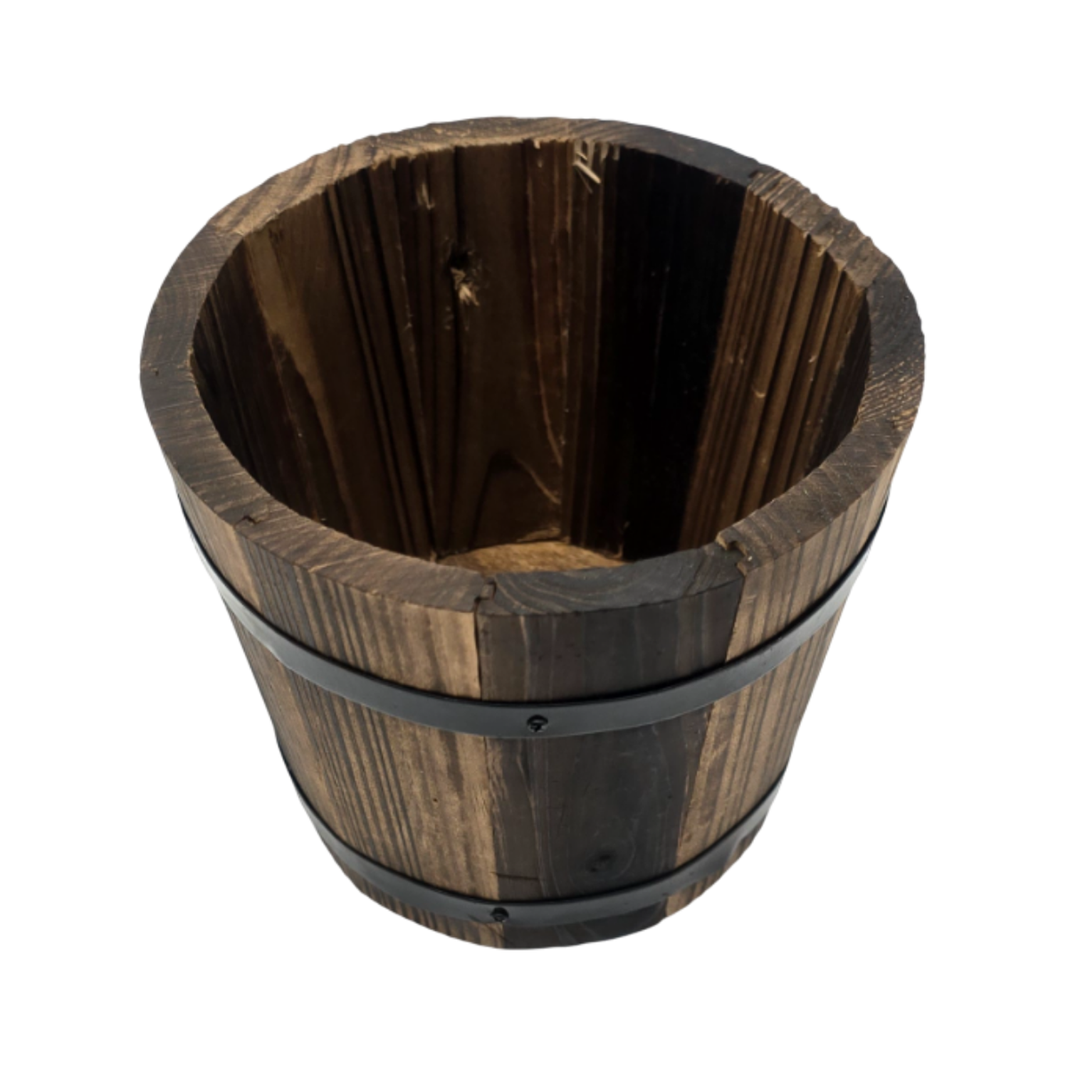 Macetero De Madera Tipo Barril Para Jardin Terraza Planta M-6