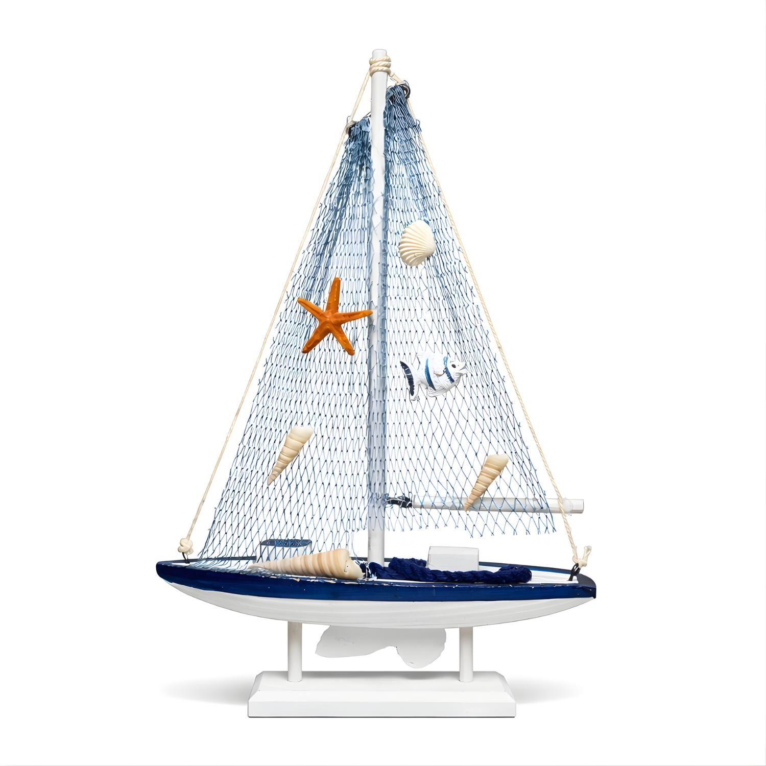 Barco Figura Decorativa Adorno Velero De Madera Náutica-0