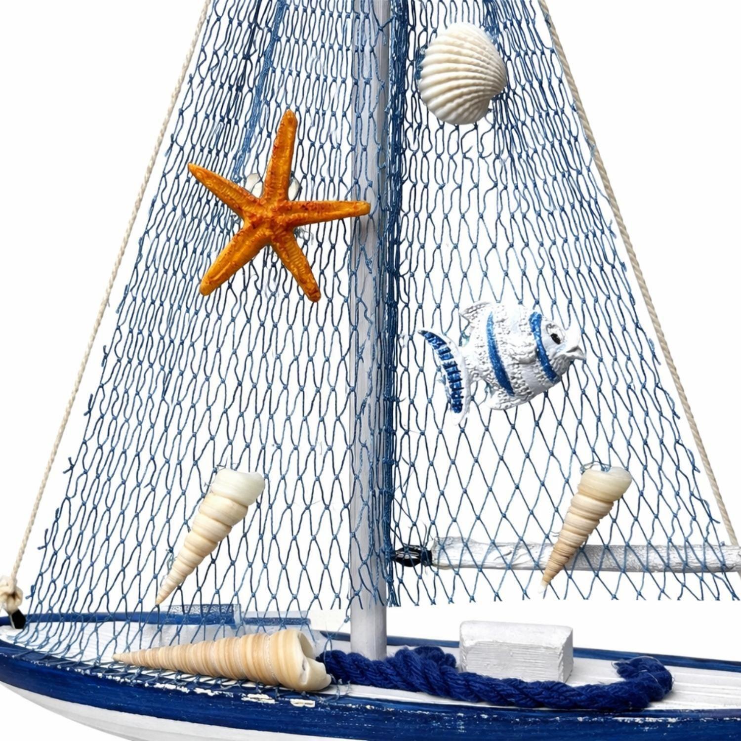 Barco Figura Decorativa Adorno Velero De Madera Náutica-5