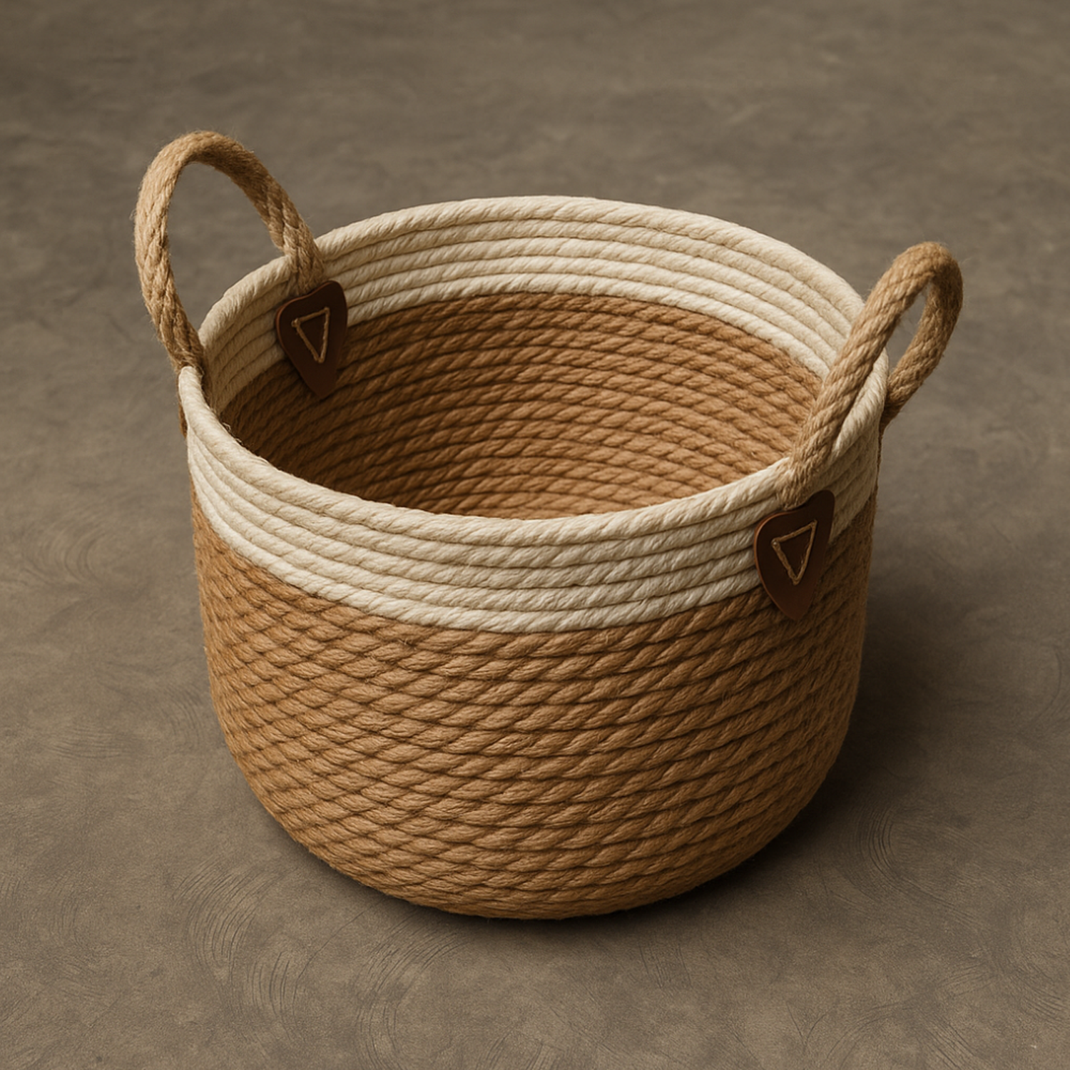 Macetero Cesto Maceta De Yute Tejida Rustica Con Asas S-2