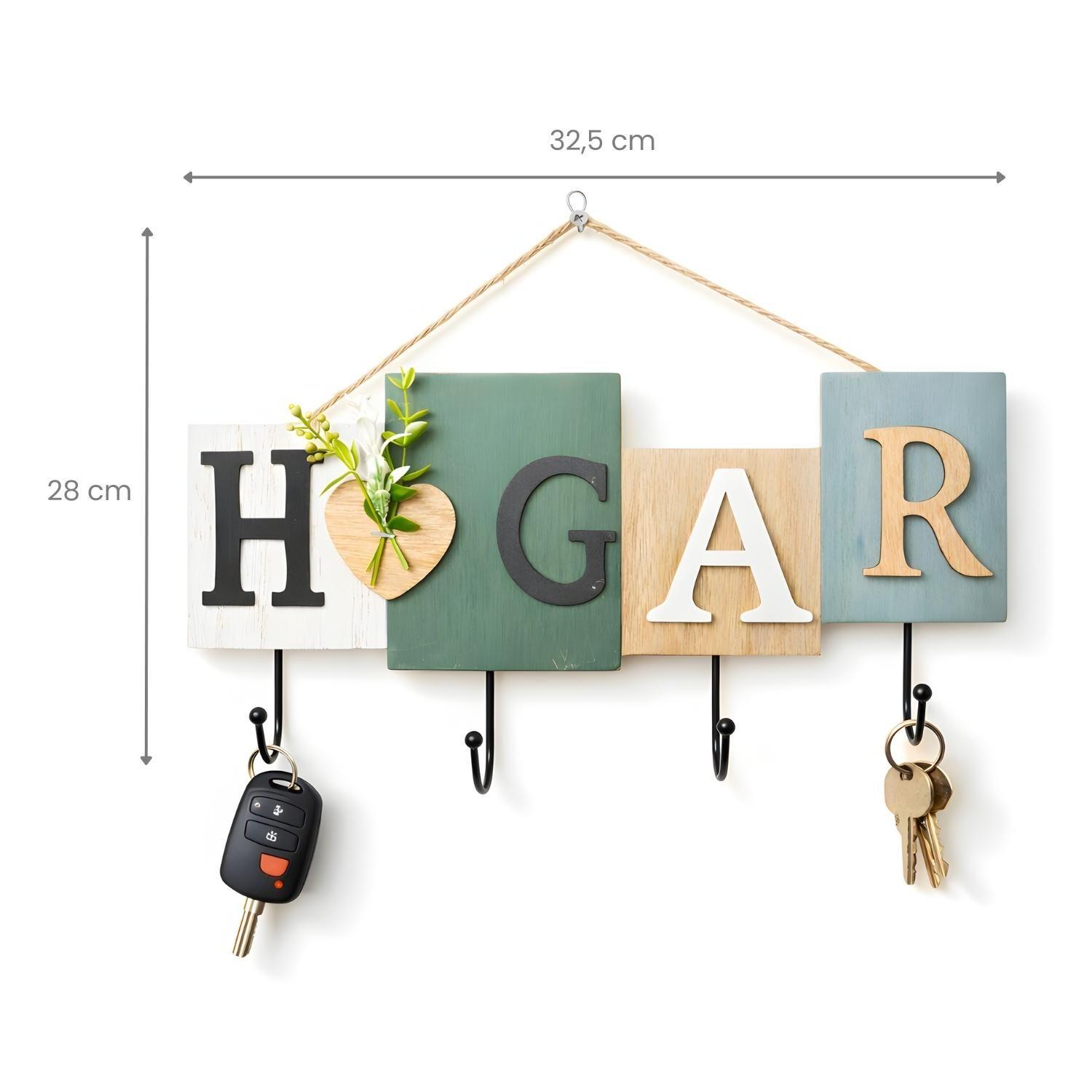 Porta Llaves Organizador Perchero De Pared De Madera Hogar-2