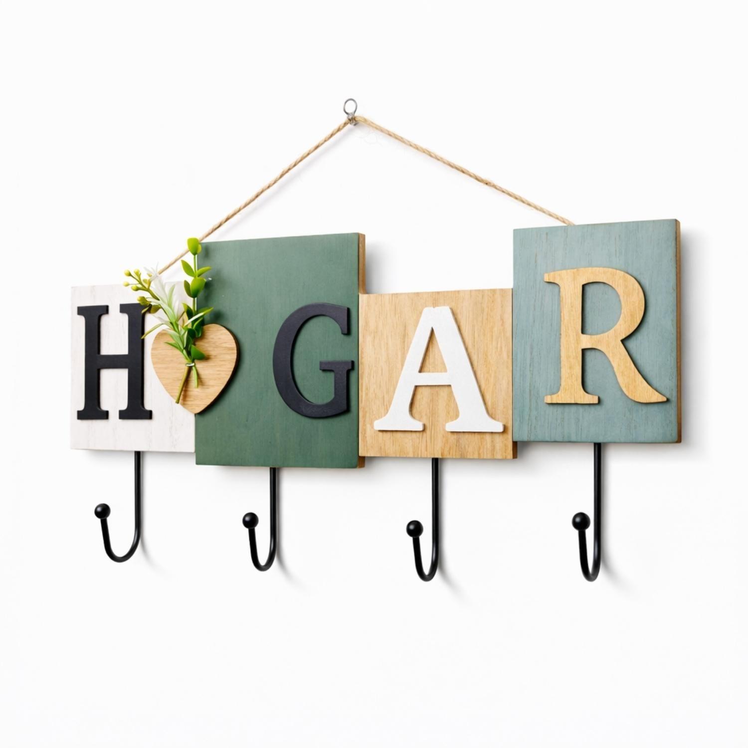 Porta Llaves Organizador Perchero De Pared De Madera Hogar-3