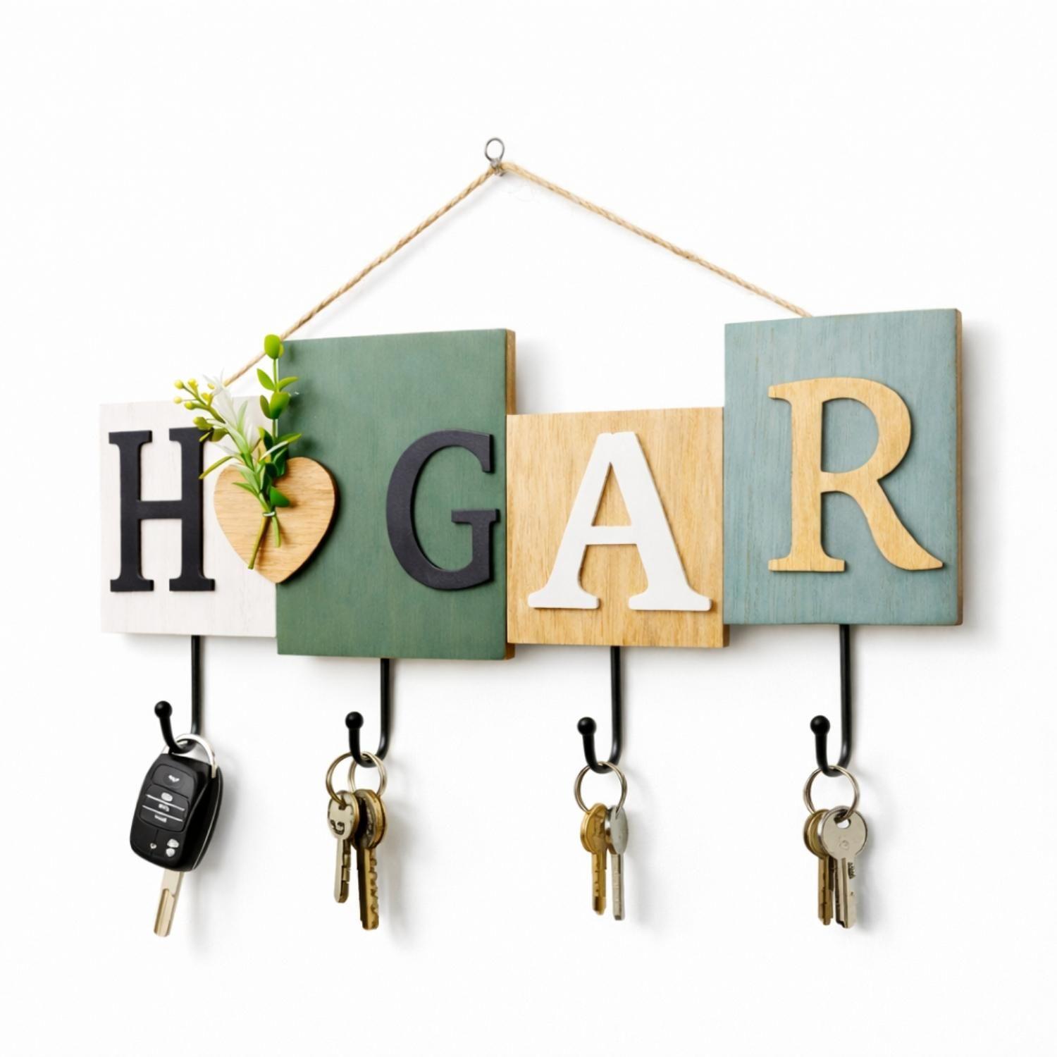 Porta Llaves Organizador Perchero De Pared De Madera Hogar-4