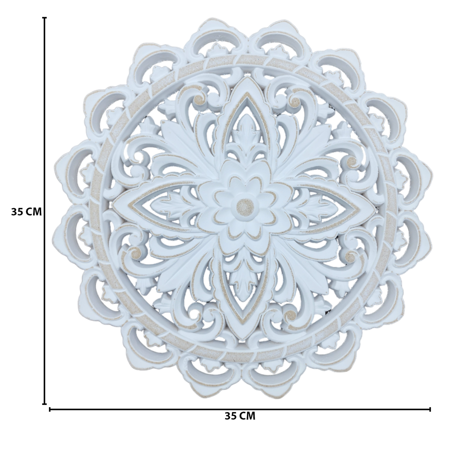 Cuadro De Madera Ornamental Mandala Blanco Decoracion Chico-4