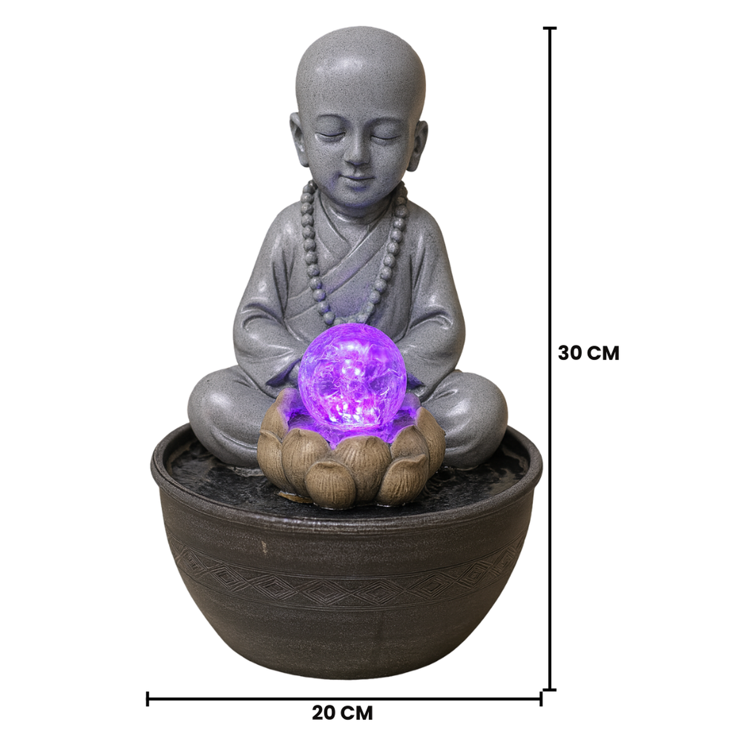 Estatua Figura De Buda Gris Decorativa Buda Fuente De Agua-3