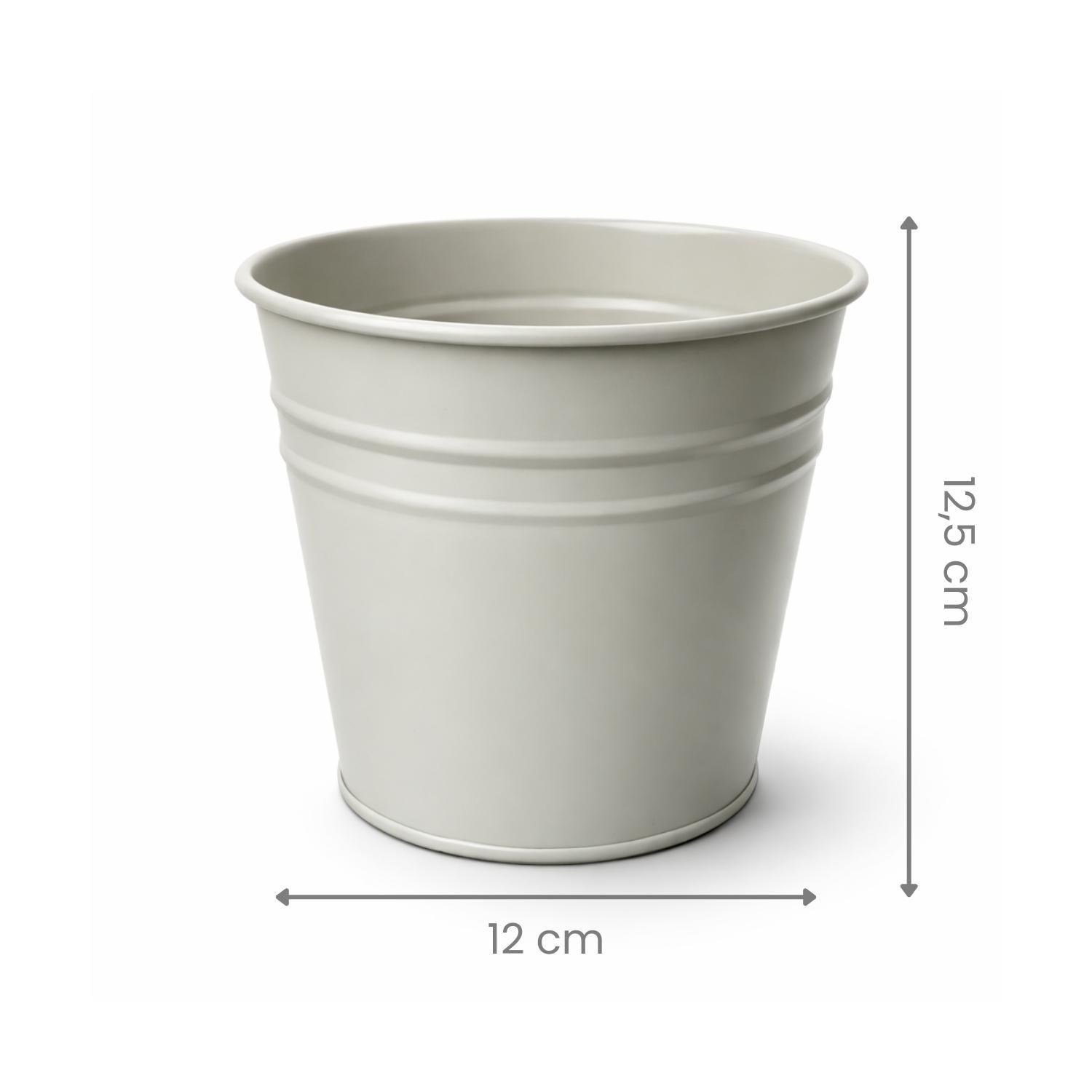 Set 3 Maceteros Maceta Metal Con Bandeja Decorativo Blanco-6