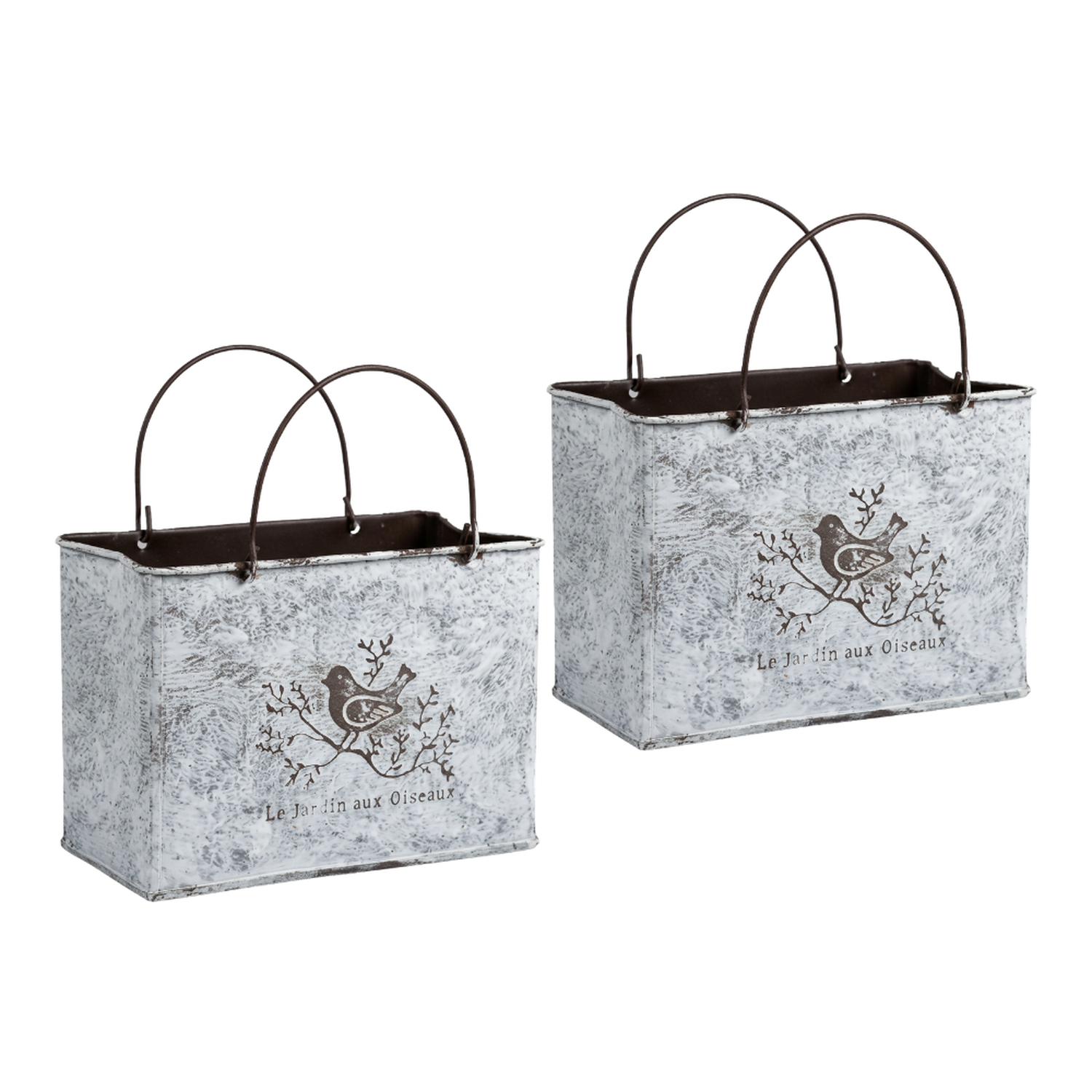 Set 2 Macetero Metalico Decorativo Con Asas Florero Cartera-0