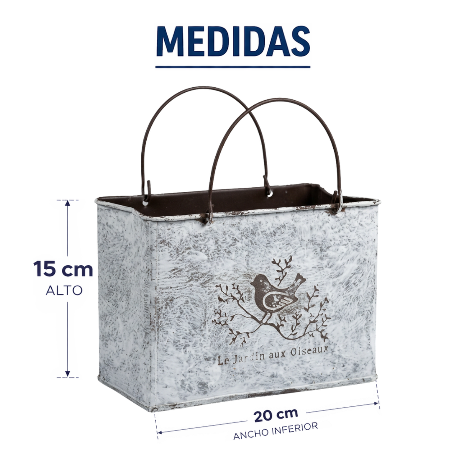 Set 2 Macetero Metalico Decorativo Con Asas Florero Cartera-6