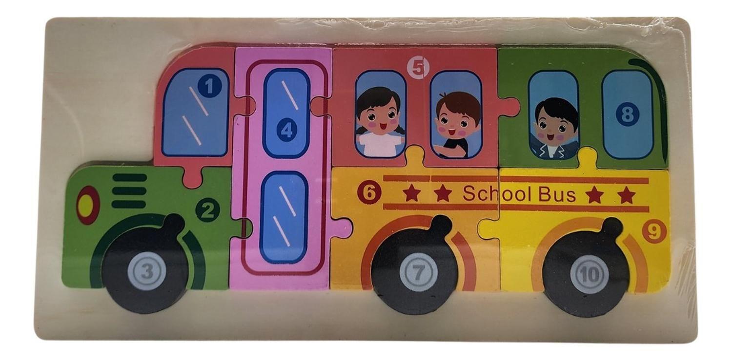 Puzzle Juego De Madera Autobus Juguete Educativo-0