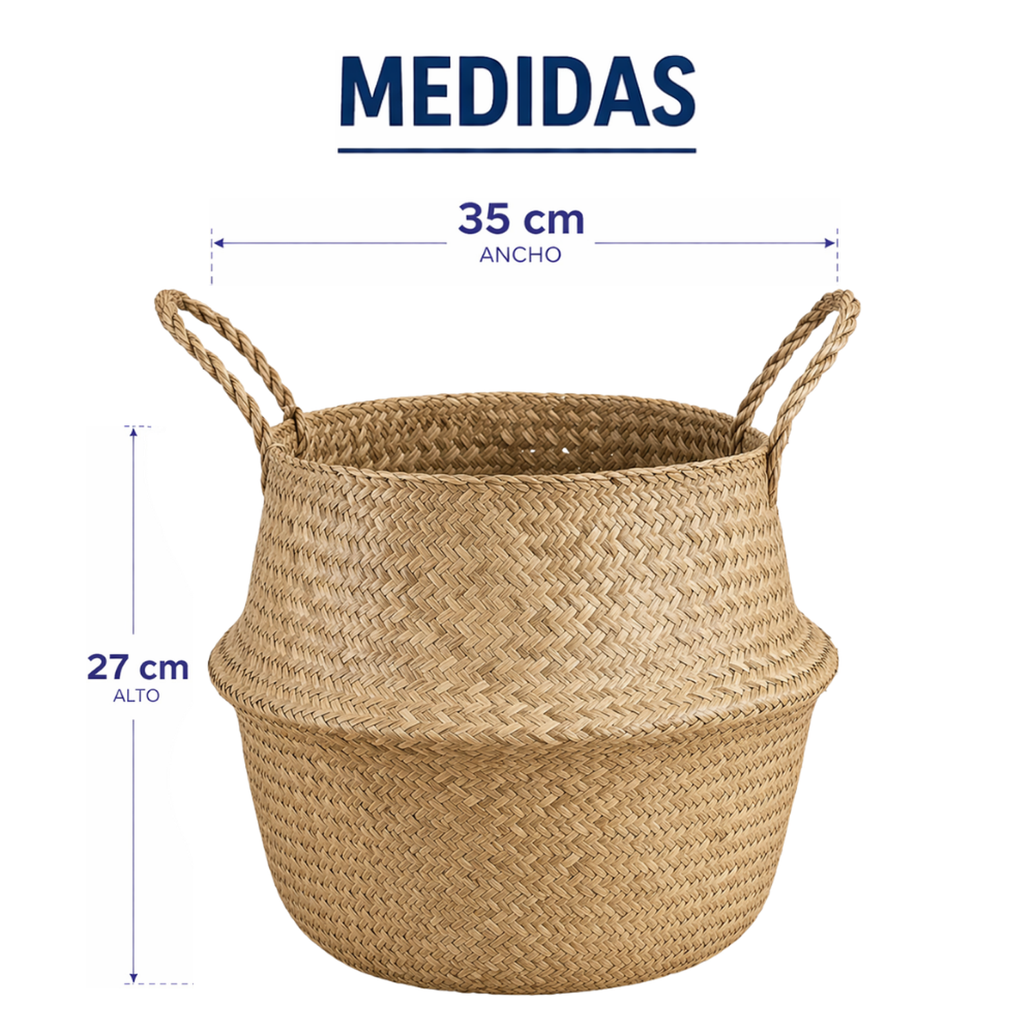 Macetero Cesto Maceta De Mimbre Tejida Plegable Con Asas-9