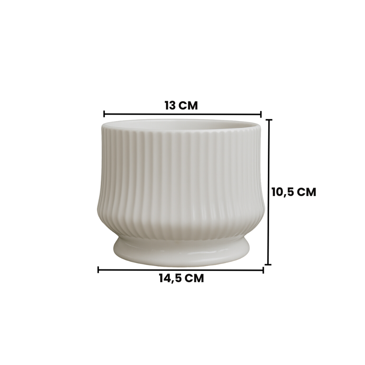 Set 2 Maceteros Maceta De Ceramica Blanco Textura Acanalada-3