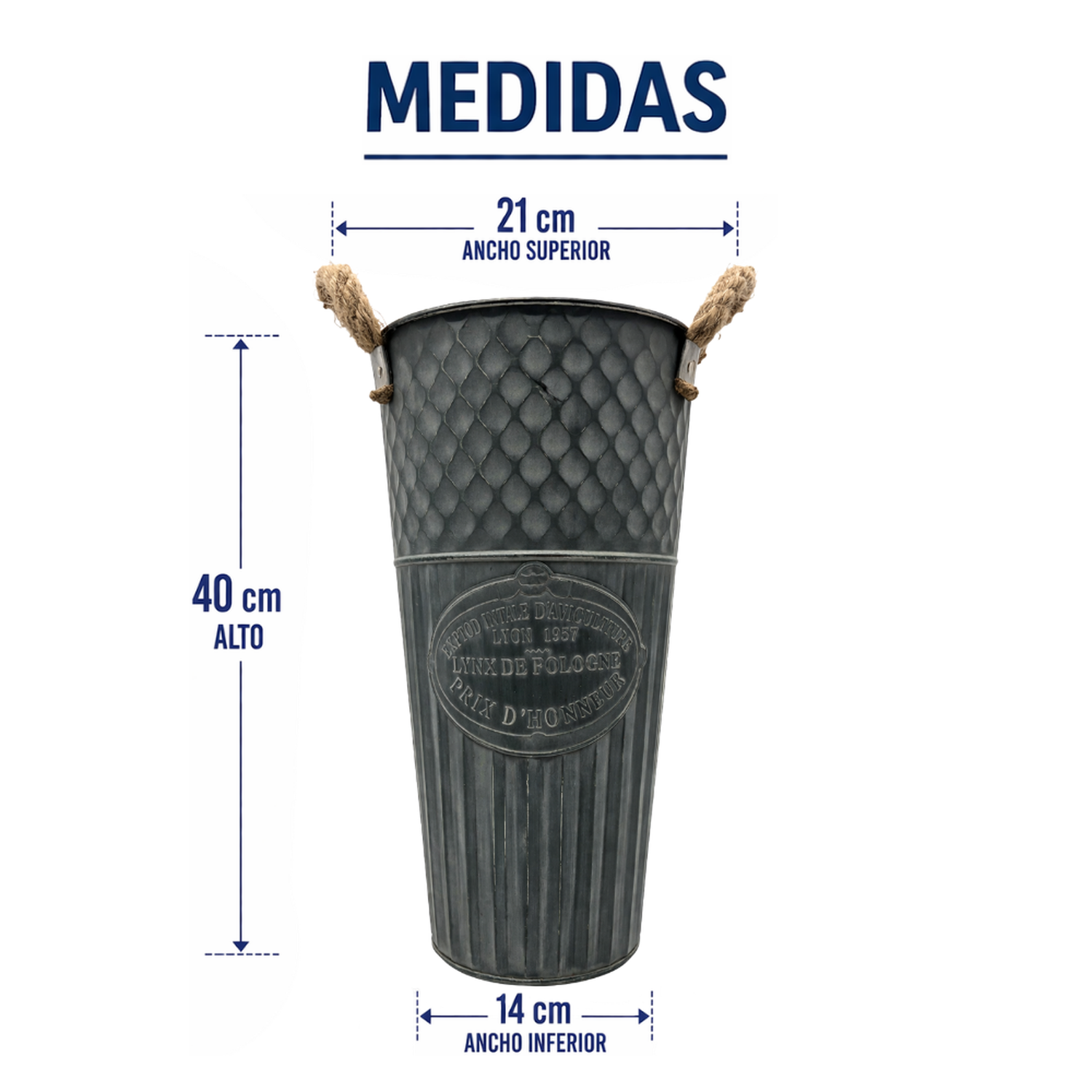 Macetero Metalico Decorativo Verde Vintage Florero L-7