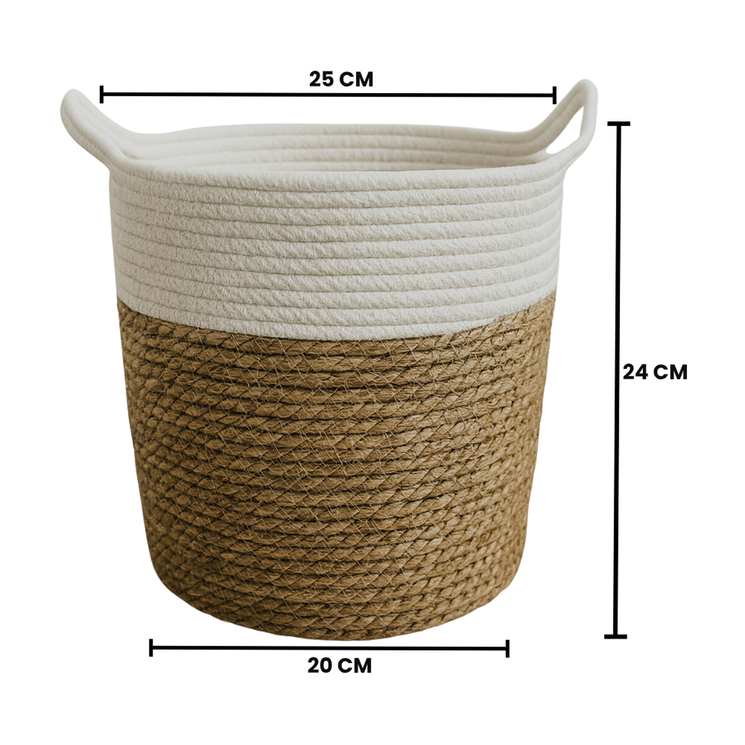 Canasto Cesta Yute Algodón Tejido Estilo Rustico Con Asas M-3