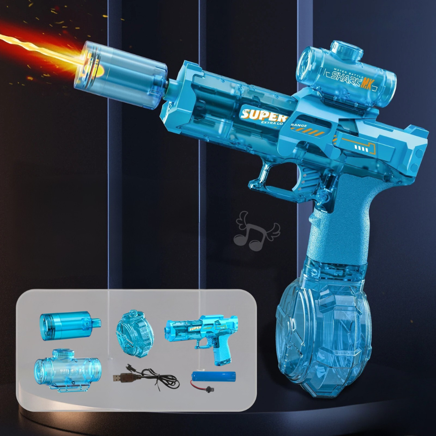 Pistola de Agua Electrica Automatica Alta Potencia Luz Led-5