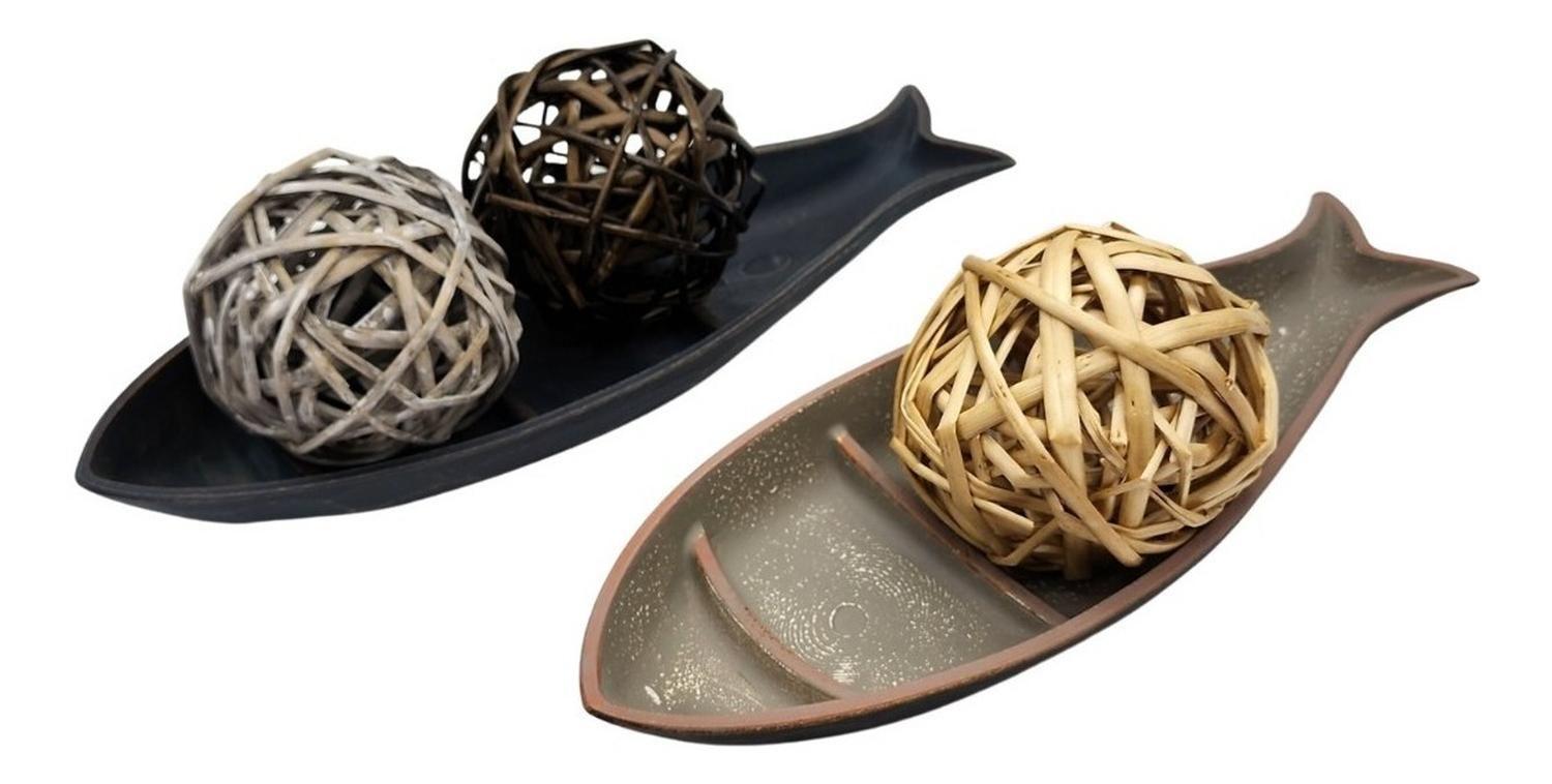 Esfera De Mimbre Para Decoración Pelotas De Mimbre Gris-3