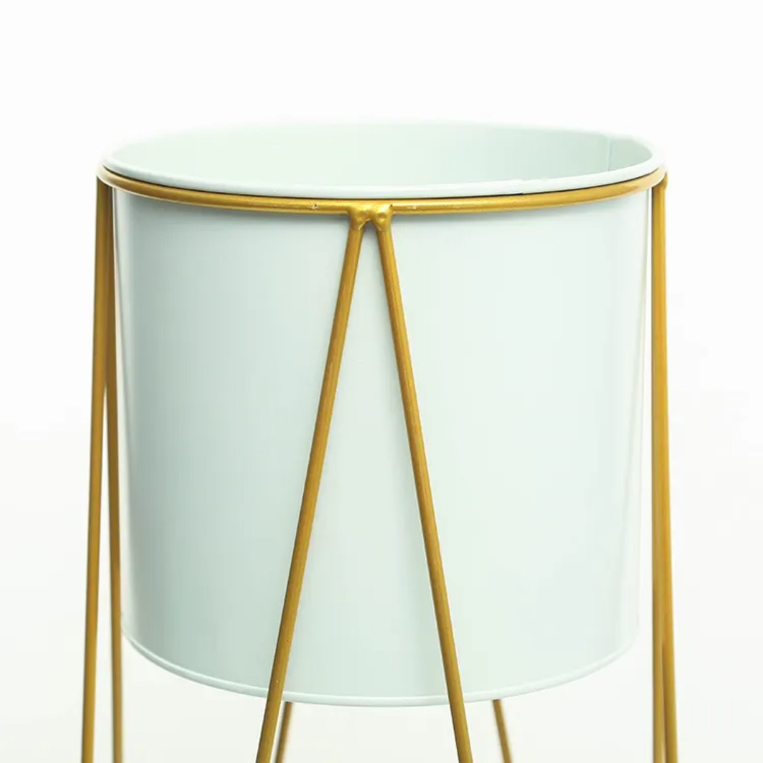 Set 2 Porta Maceteros Pedestal Igual Tamaño Blanco Dorados-3