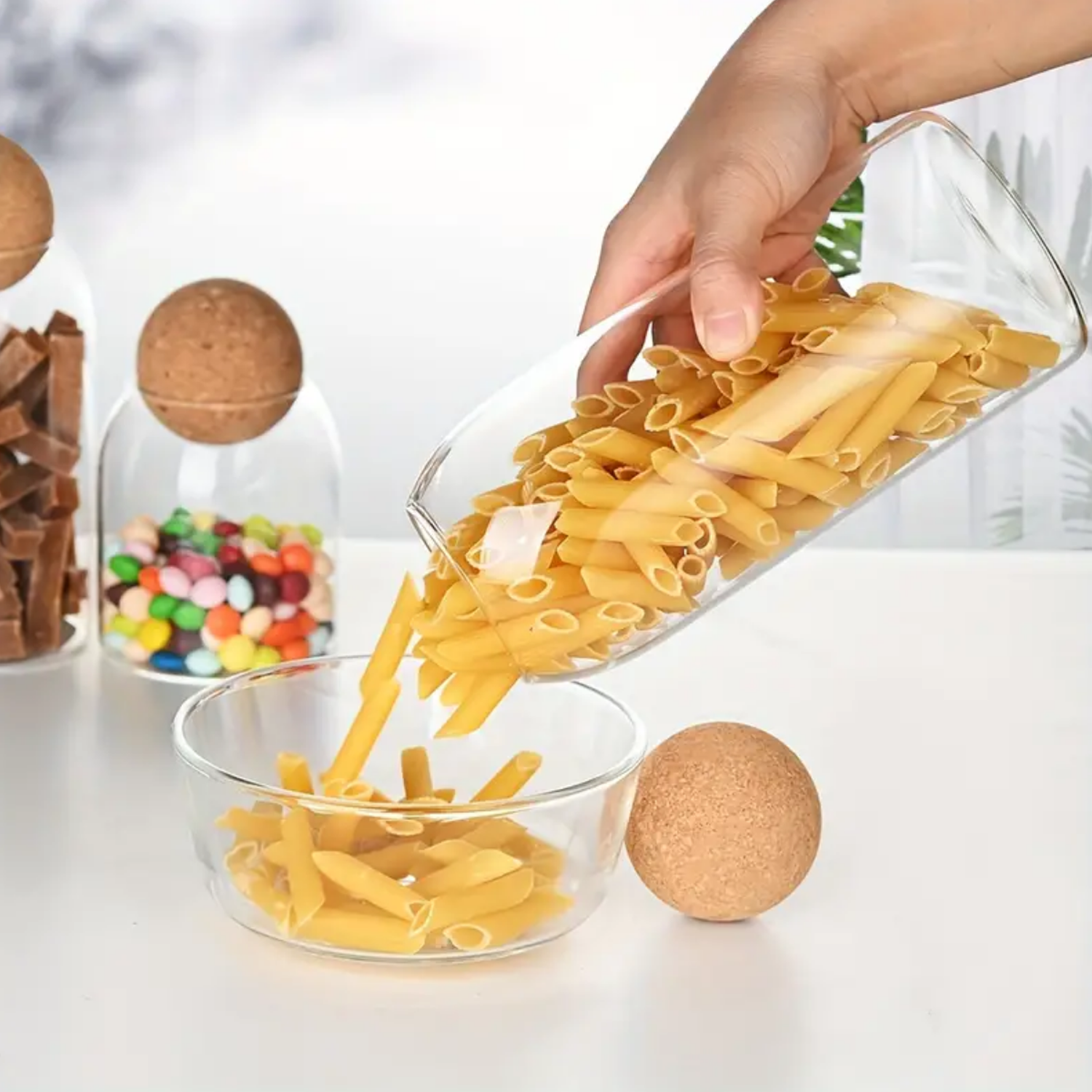 Set 3 Botellas Frascos Vidrio Transparente Tapa De Corcho M-2