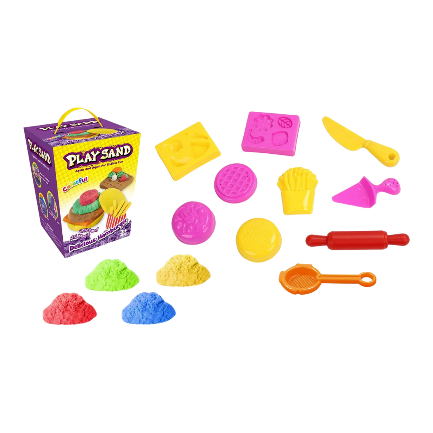 Set De Arena Magica Infantil Con Accesorios y Moldes Variado-3