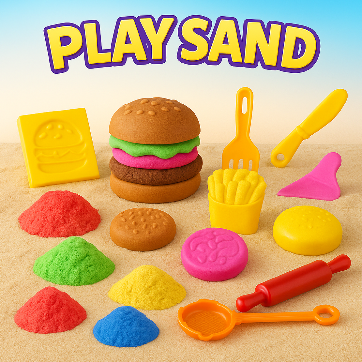 Set De Arena Magica Infantil Con Accesorios y Moldes Variado-4