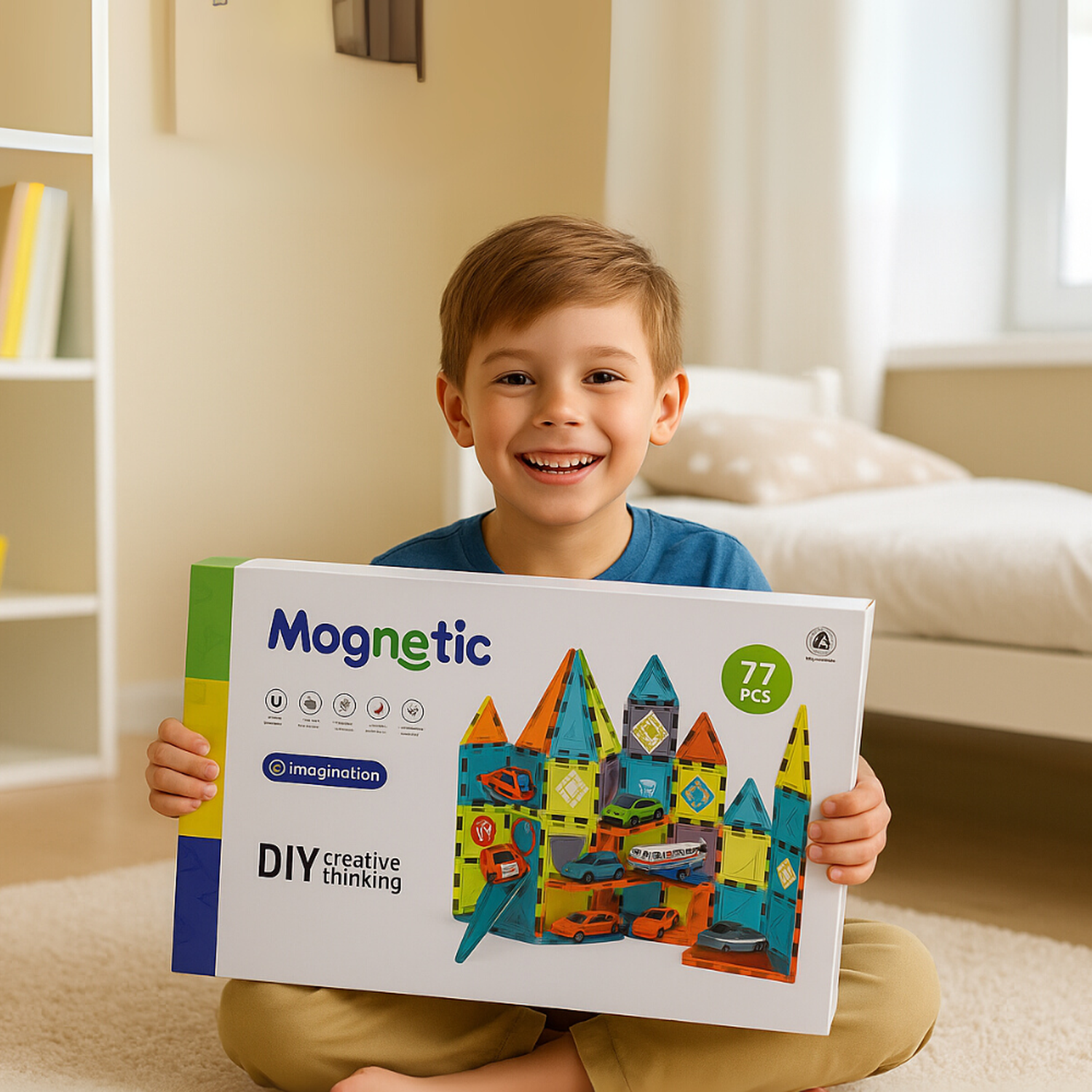 Juego Bloques Magneticos Construccion 77 Piezas Educativo-3