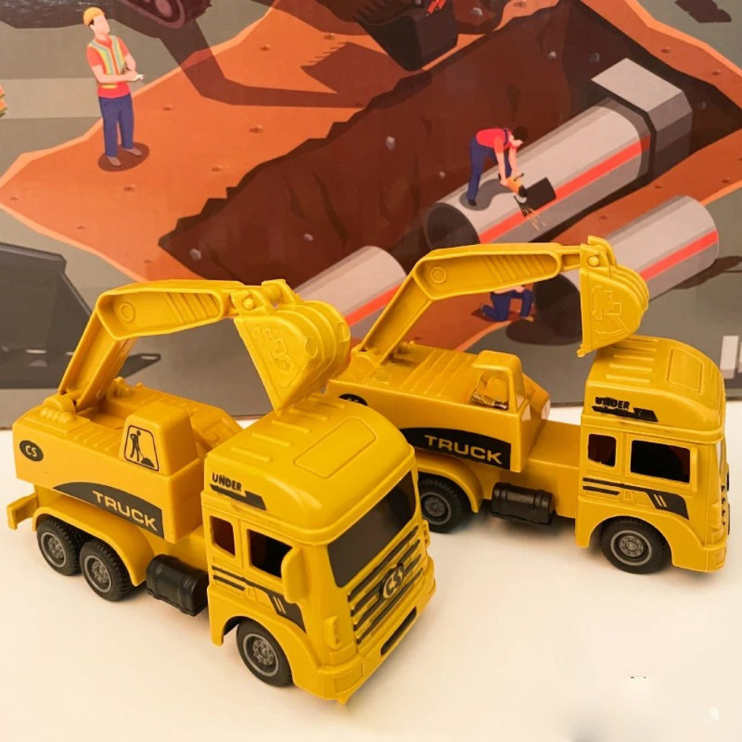 Set 8 Camiones De Construccion Juguete Para Niños Vehiculos-3