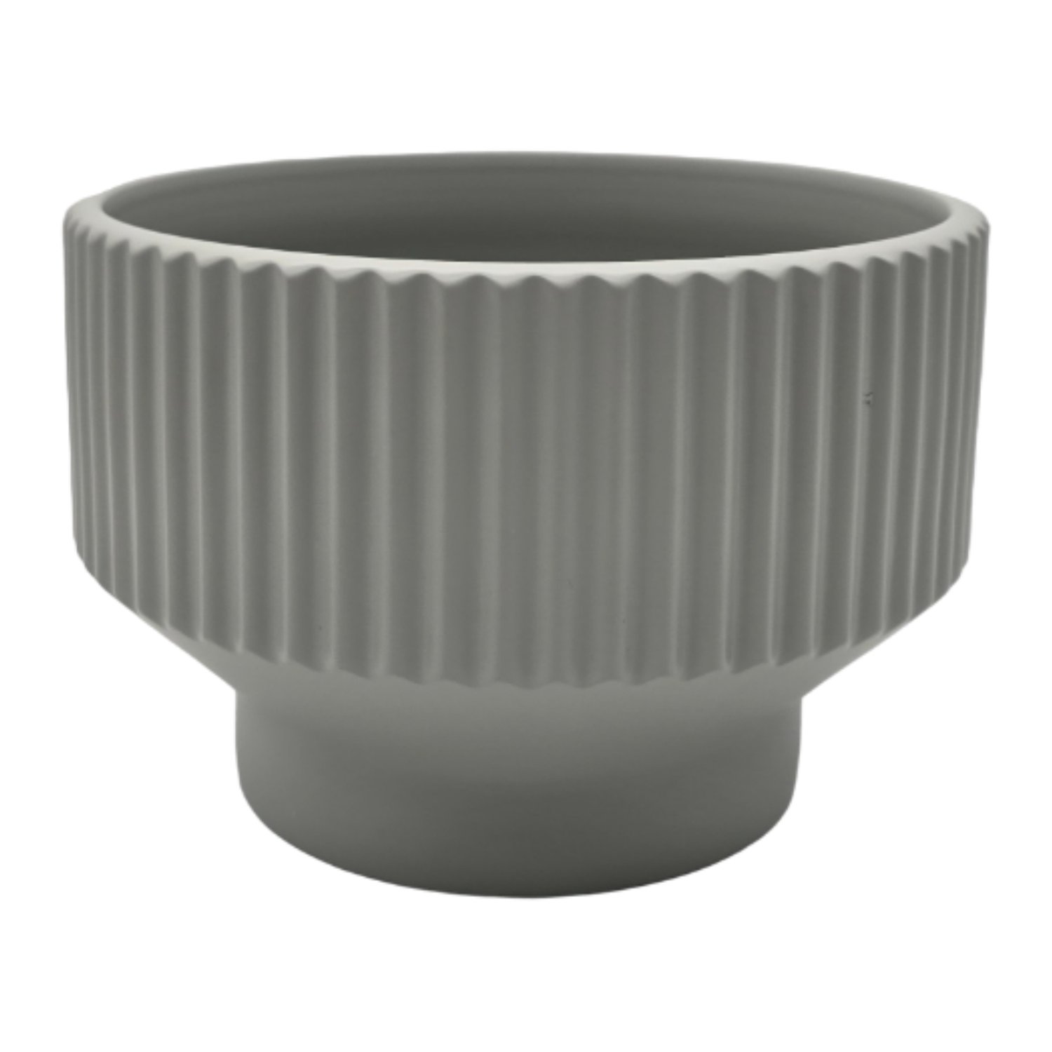 Maceteros Maceta De Ceramica Copon Lineas Gris Mate S-0