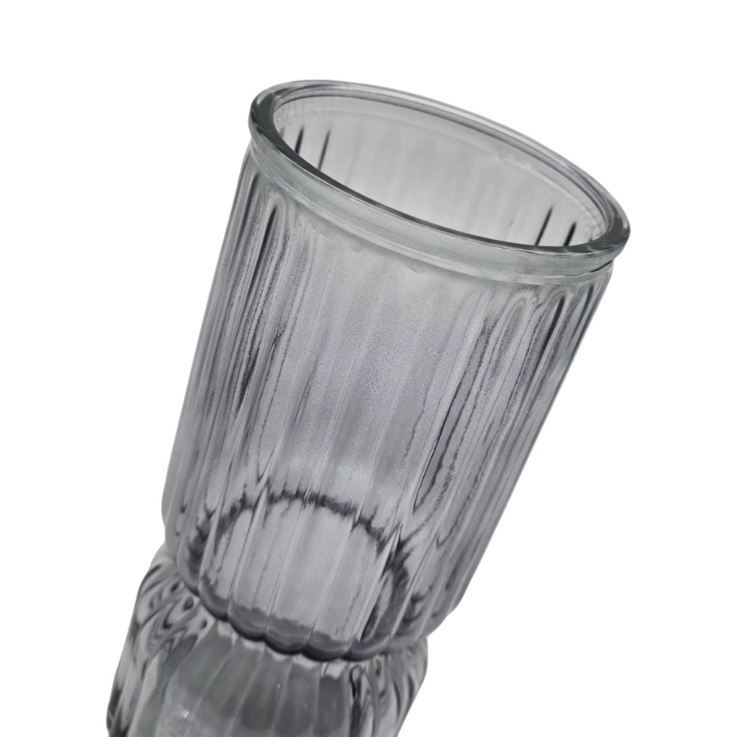 Florero Decorativo De Vidrio Cristal Con Diseño Tonos Gris-2