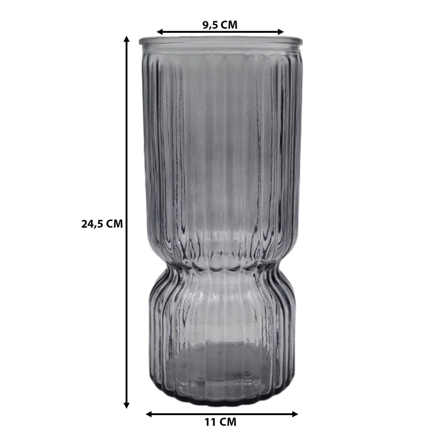 Florero Decorativo De Vidrio Cristal Con Diseño Tonos Gris-3