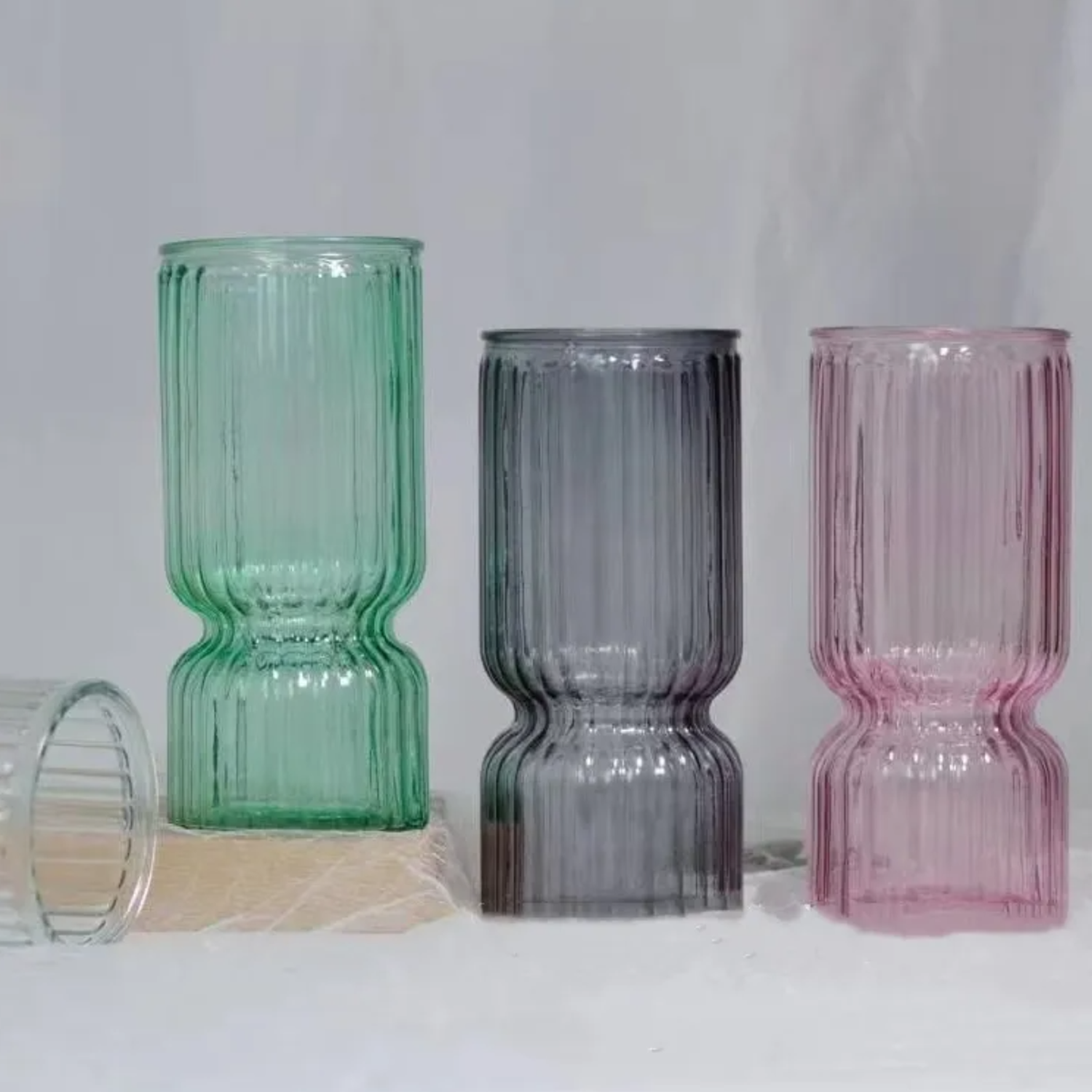 Florero Decorativo De Vidrio Cristal Con Diseño Tonos Gris-4