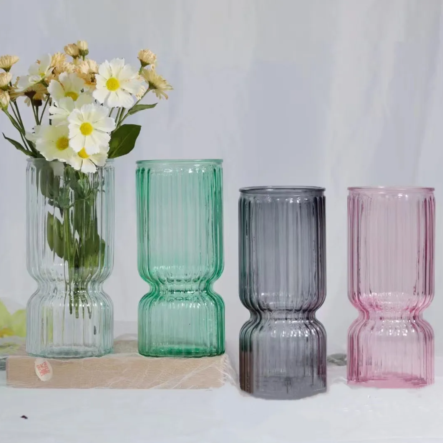 Florero Decorativo De Vidrio Cristal Con Diseño Tonos Gris-6