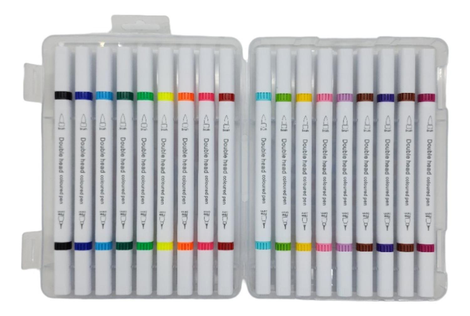 Set Marcadores Doble Punta 18 Lapices Plumones Watercolor-2