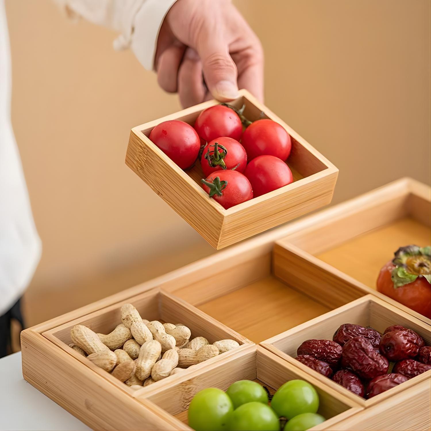 Set 6 Bandejas De Bambú Picoteo Para Servir Coctel Cocina-7