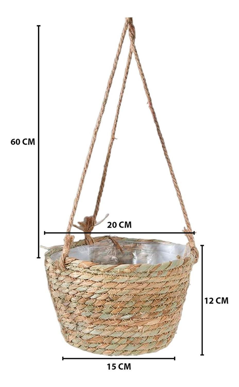 Canasto Porta Macetero Colgante De Fibra Para Casas Terrazas-7