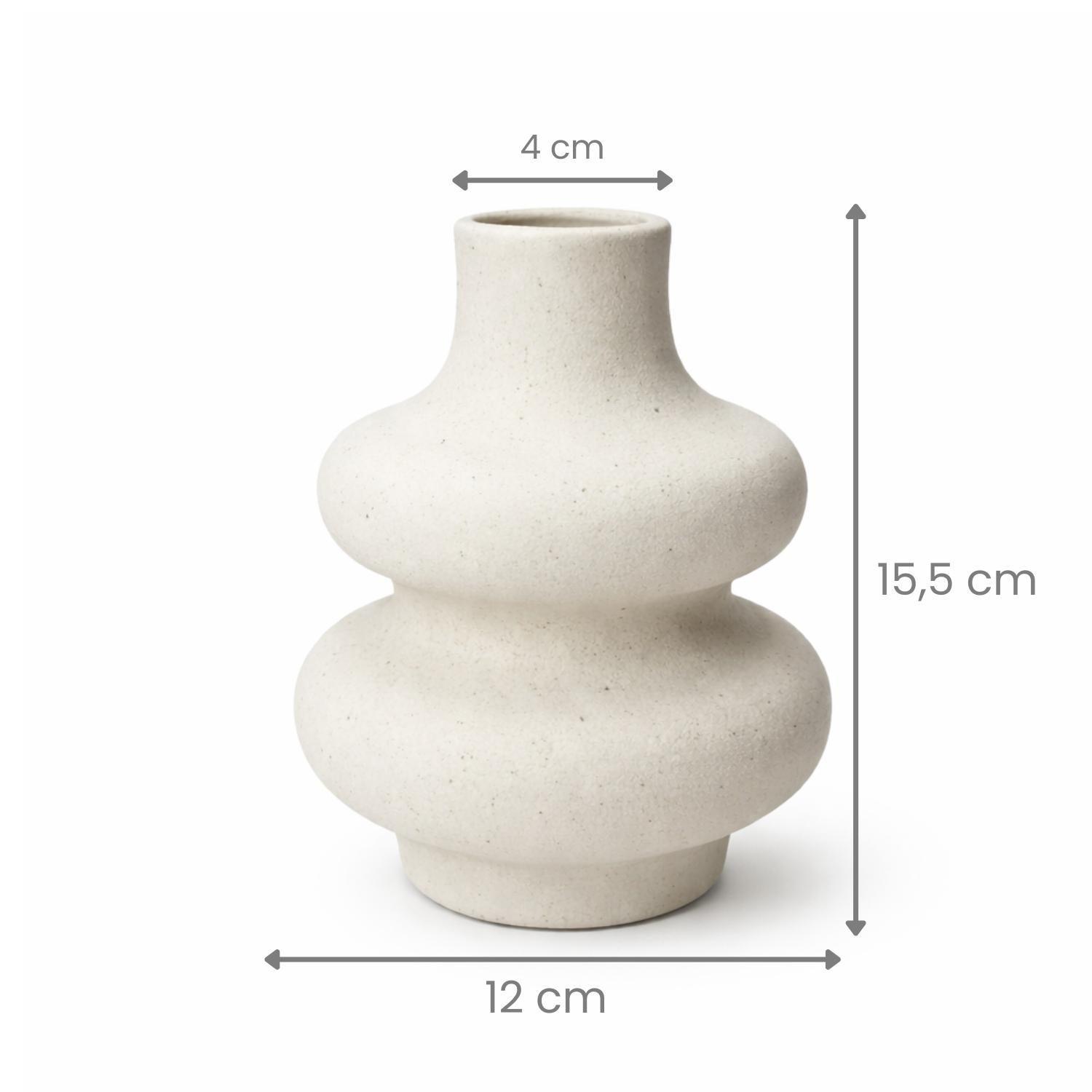 Florero Jarron Ceramica Blanco Minimalista Ondulado Moderno-3