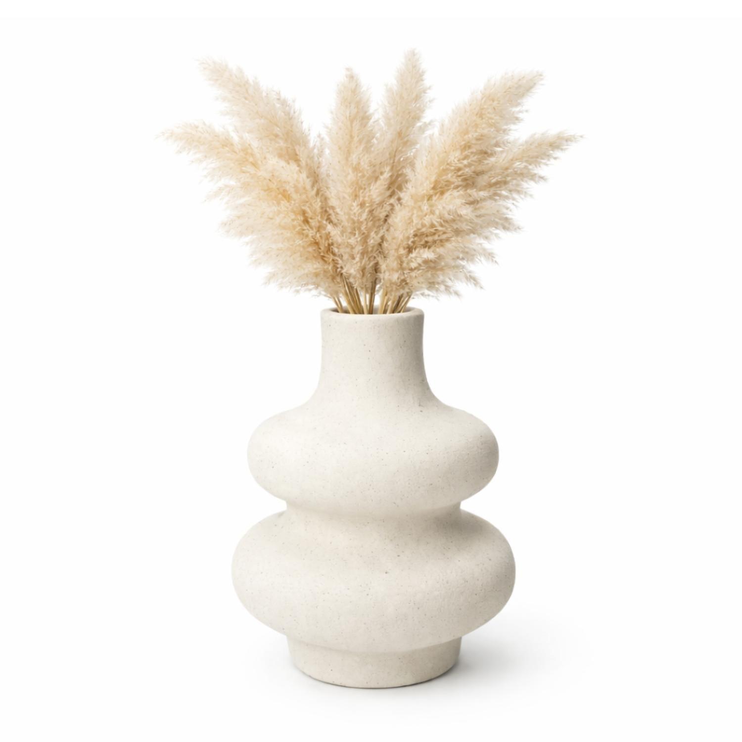 Florero Jarron Ceramica Blanco Minimalista Ondulado Moderno-4