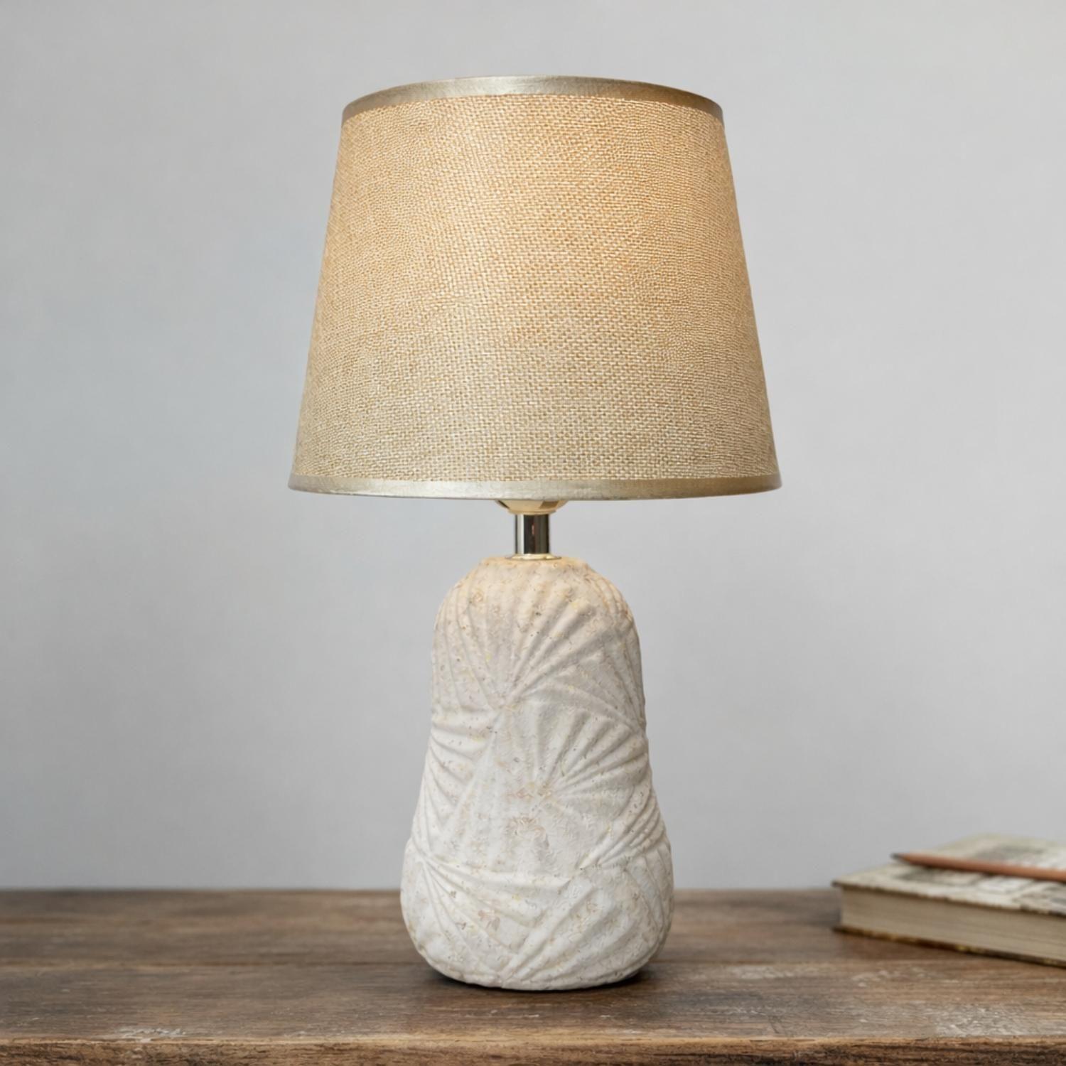 Lampara Mesa Velador Dormitorio Ceramica Blanca Decorativa-3