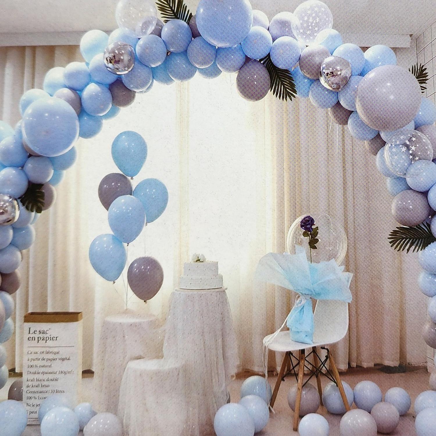Set Arco De Globos Cumpleaños Fiestas Celeste 173 Piezas-0