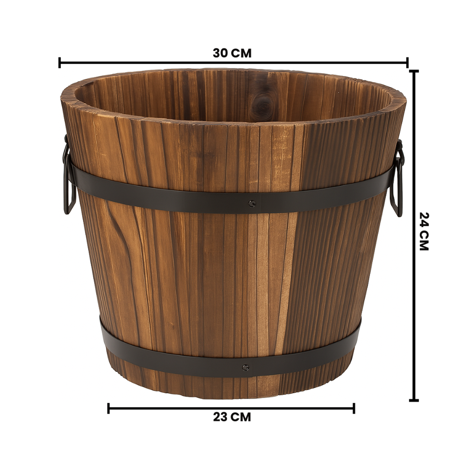 Macetero De Madera Tipo Barril Para Jardin Terraza Planta XL-4