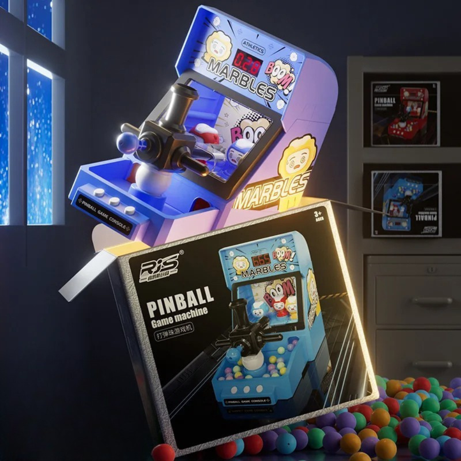 Juguete Maquina Pinball De Mesa Infantil Con Pelotitas Juego-3