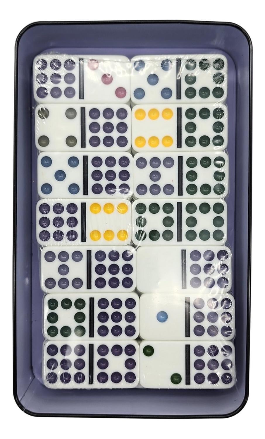 Domino Chancho 9 Juego Dominó Caja Metálica 55 Piezas Color-2